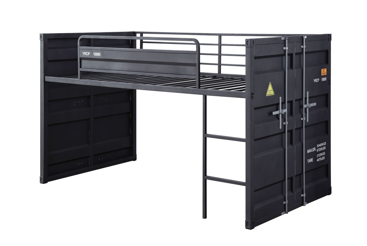 Cargo Twin Loft Bed w/Slide, Gunmetal Finish 38305