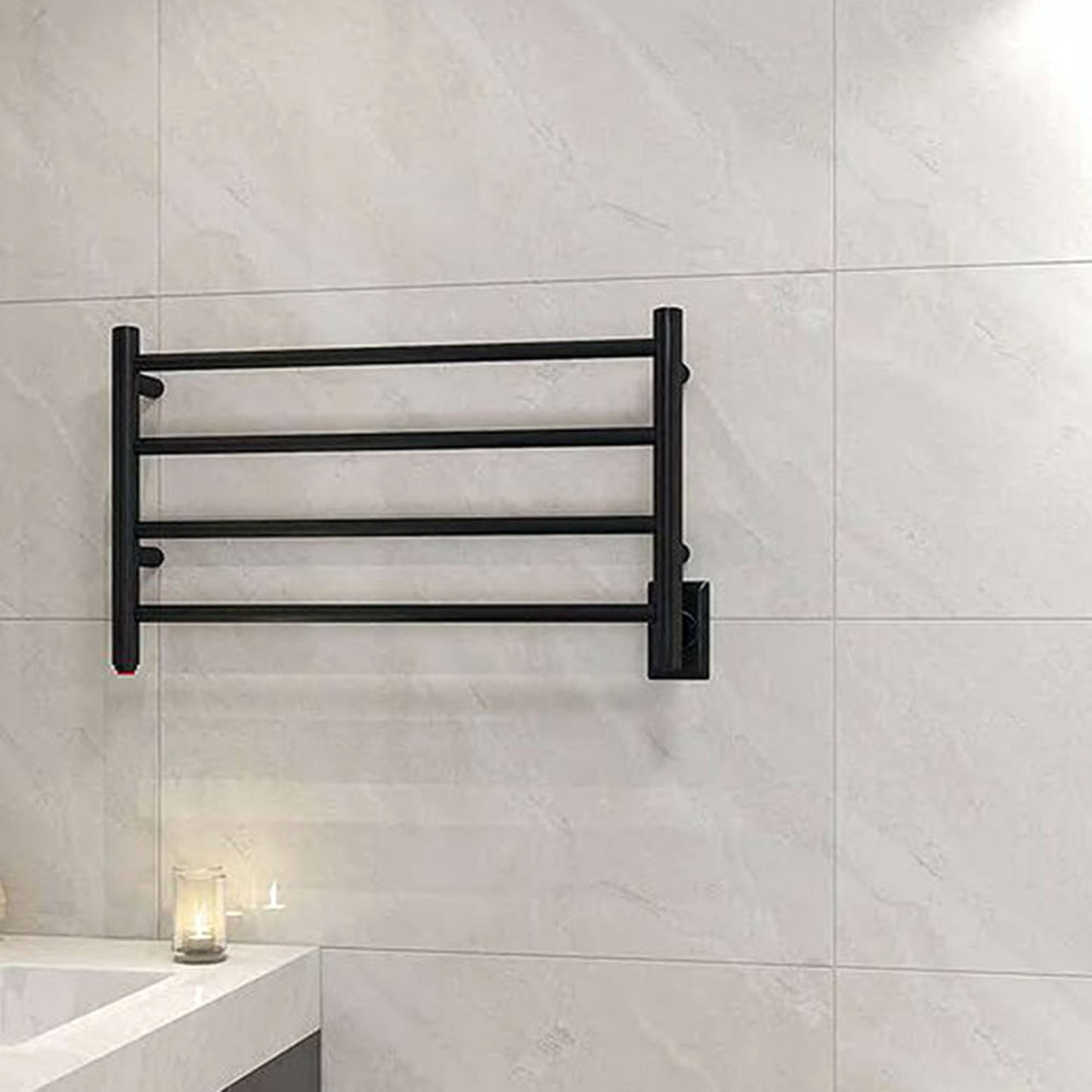 Wall-Mounted Electric Black Heated Towel Warmer with Stainless Steel (4 Bars)