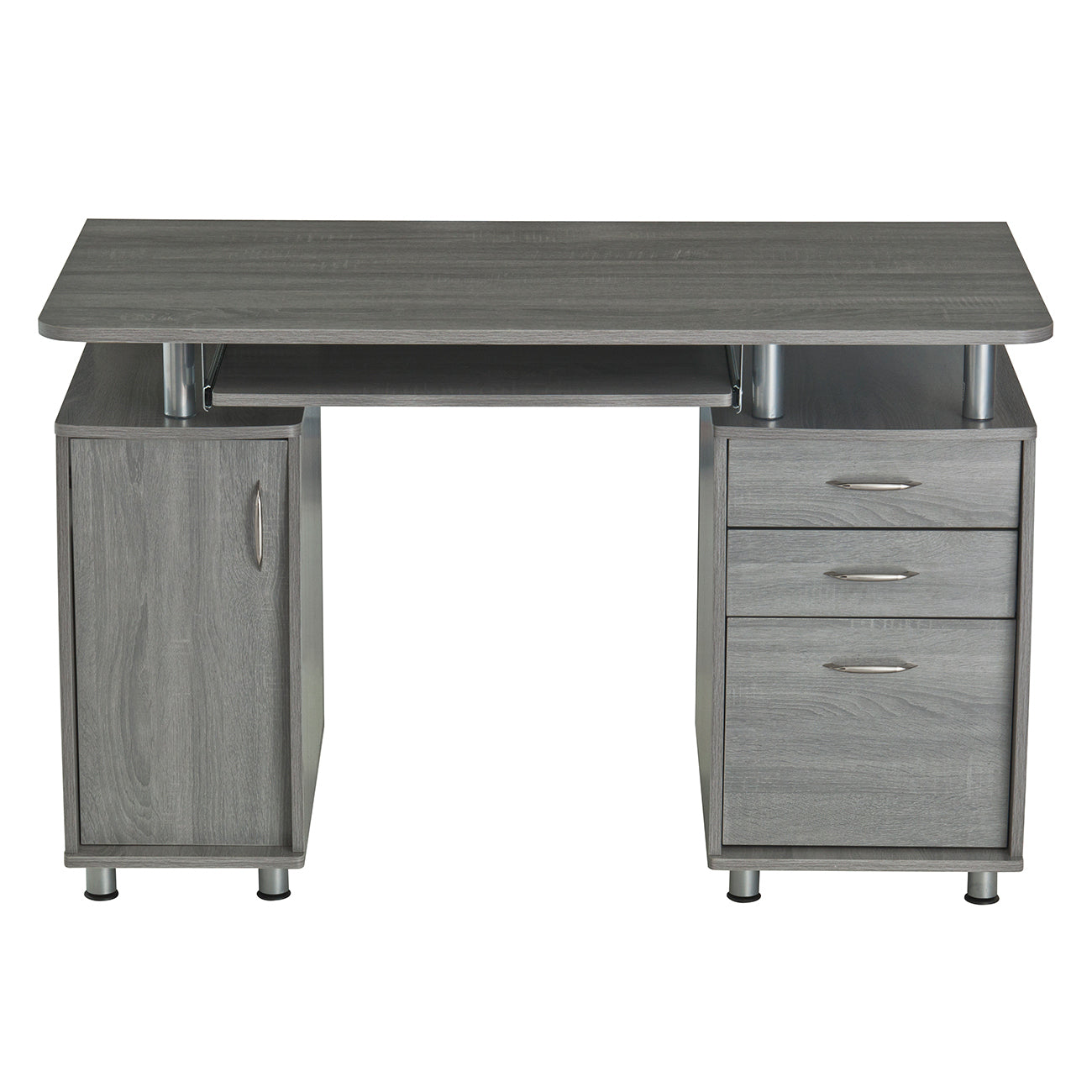 Elegant Grey Workstation Desk with Abundant Storage Space