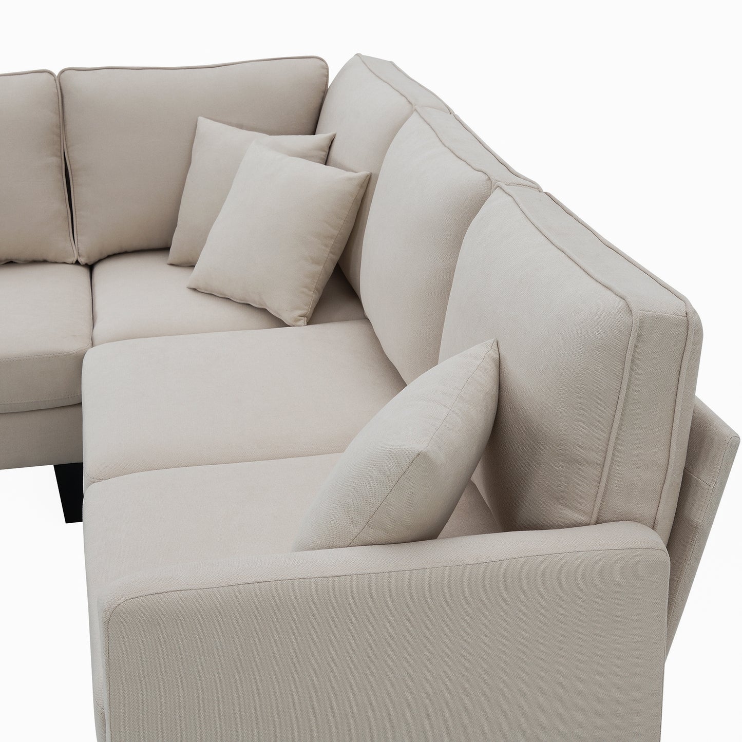 Terrycloth Minimalist L-Shaped Sectional Sofa with Chaise Lounge