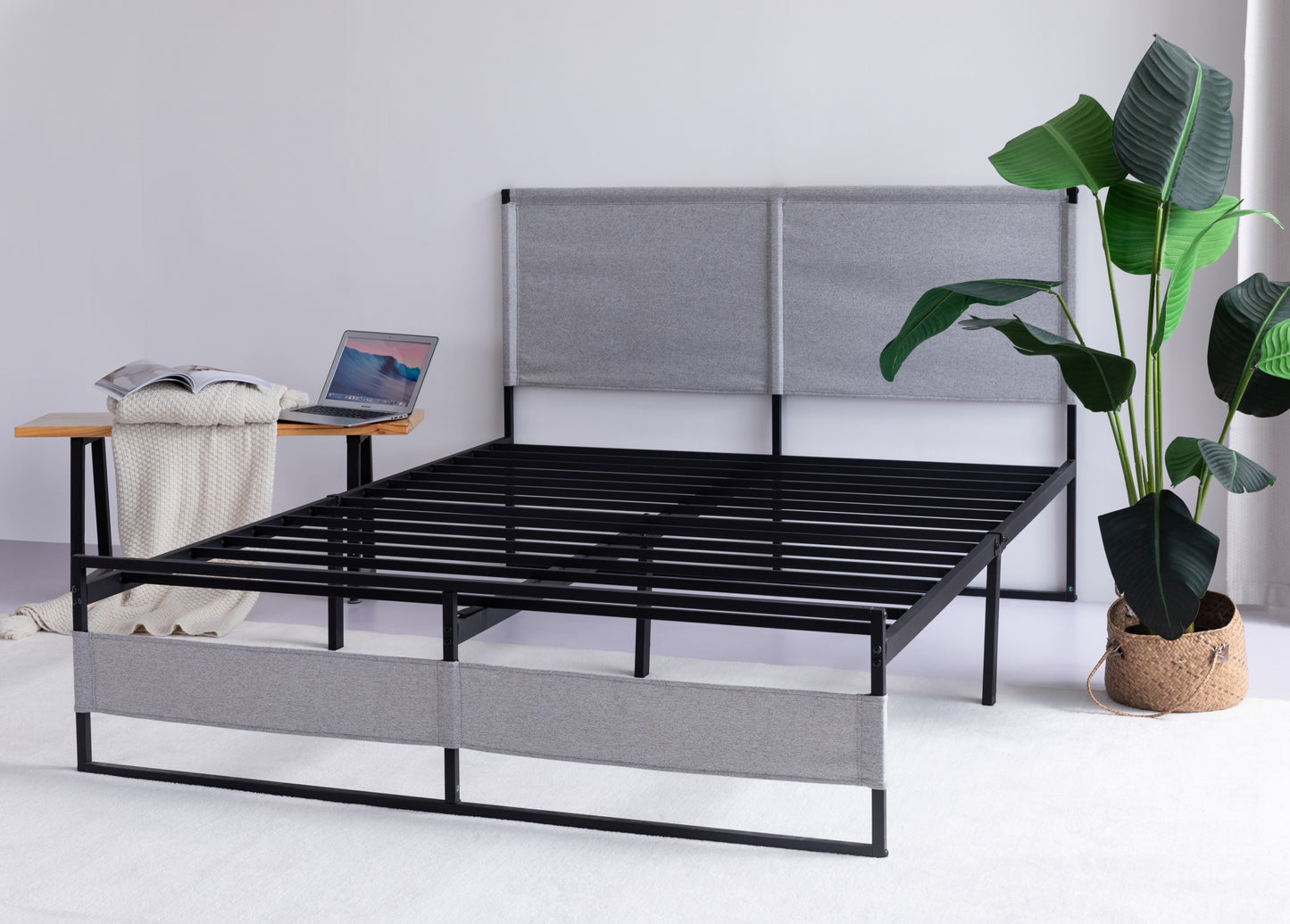 V4 Metal Bed Frame 14 Inch King Size with Headboard and Footboard, Mattress Platform with 12 Inch Storage Space