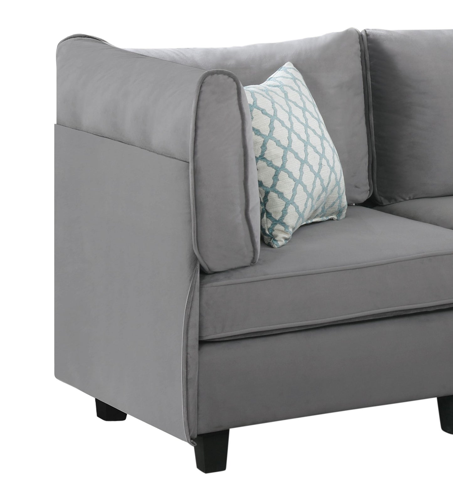 Zelmira Gray Velvet 4Pc Sofa