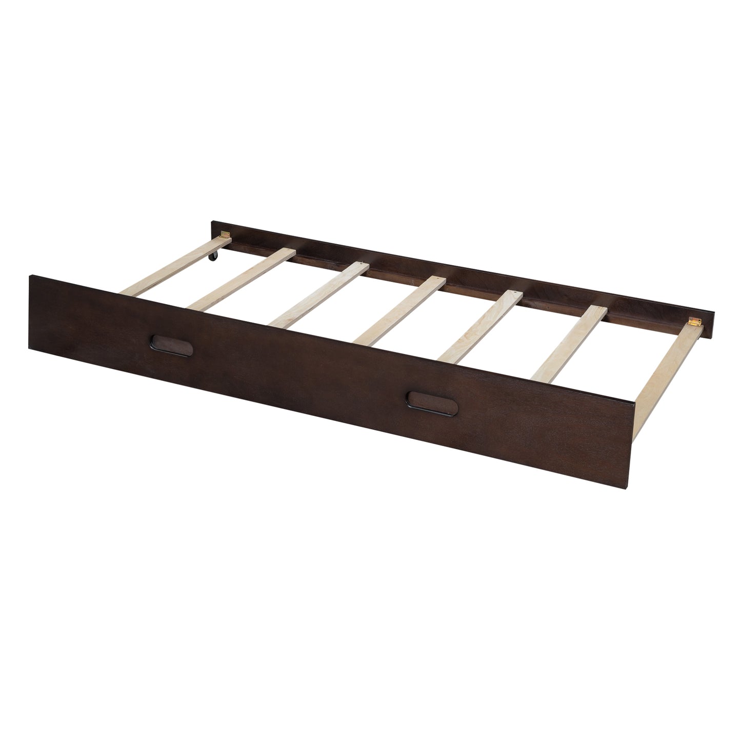 Espresso Wood Bunk Bed with Twin Over Full, Storage Shelves, Trundle, and Sturdy Construction