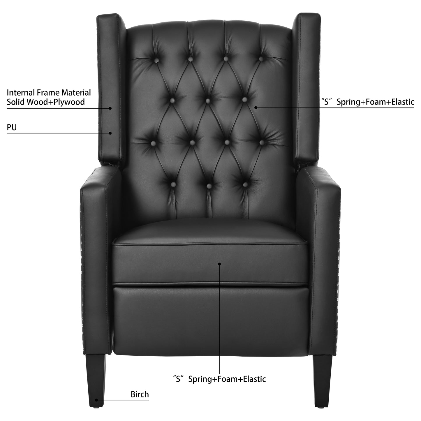 27.16 Inch Wide Manual Wing Chair Recliner