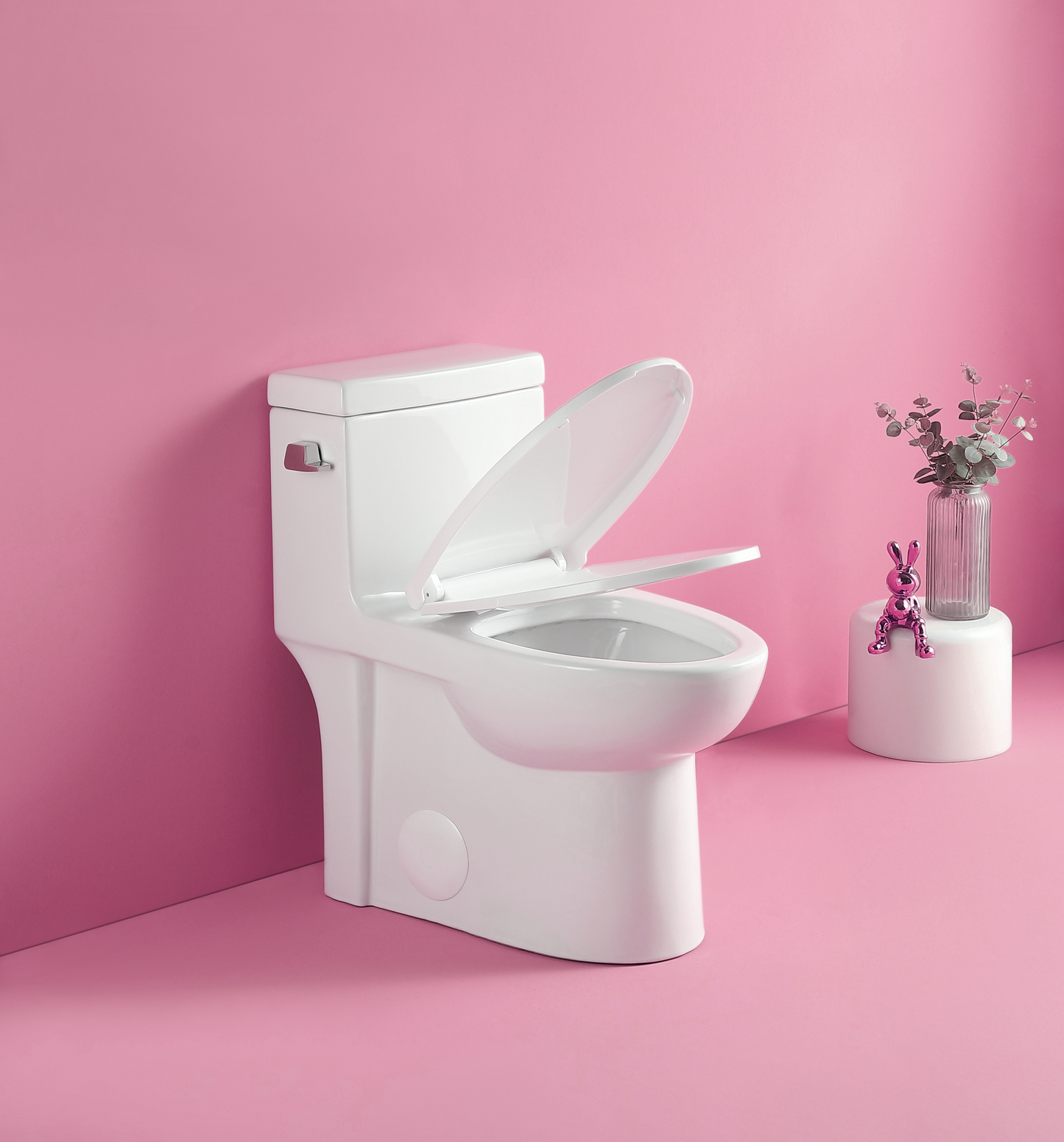 15 1/8 Inch 1.28 GPF 1-Piece Elongated Toilet with Soft-Close Seat - Gloss White  23T03-GW