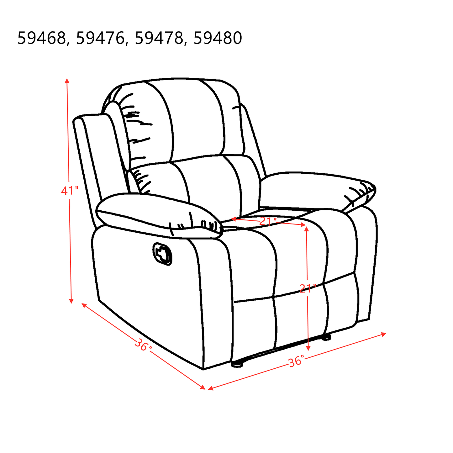 Blue Microfiber Motion Recliner with External Latch Handle