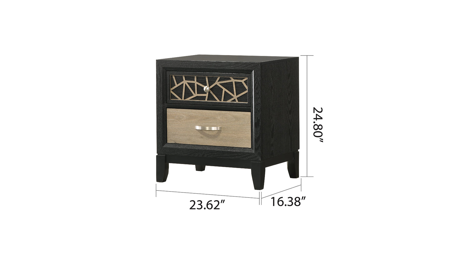 Selena Modern & Contemporary  Nightstand Made with Wood in Black and Natural