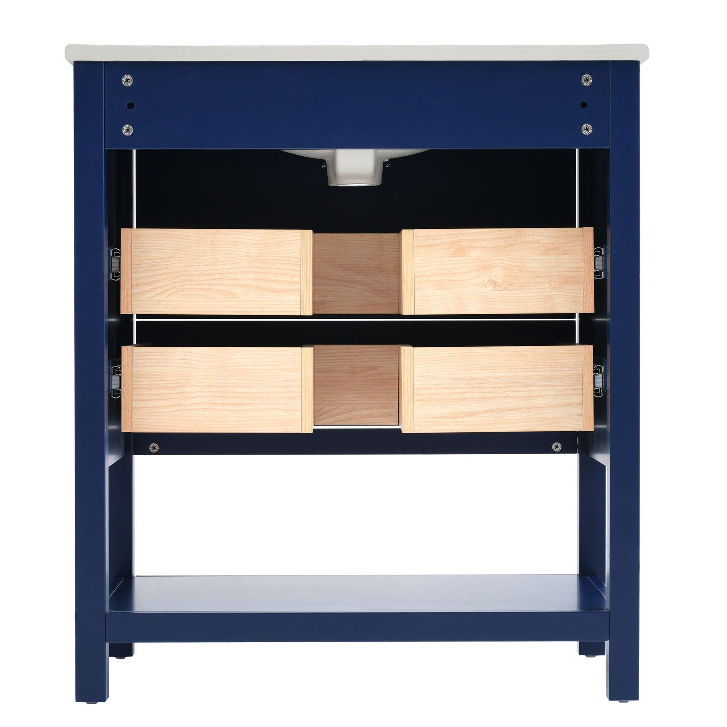 Modern 30inch Navy Blue/White Bathroom Vanity Cabinet Combo with OpenStorge, Two Drawers