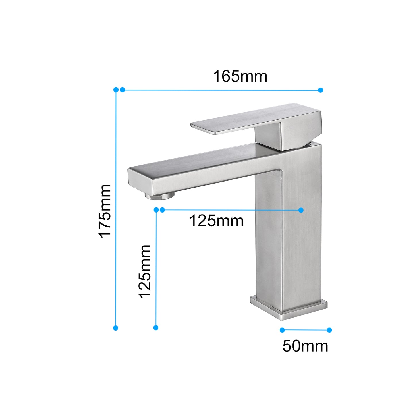 Waterfall Spout Stainless Steel Single Handle Vanity Sink Faucet