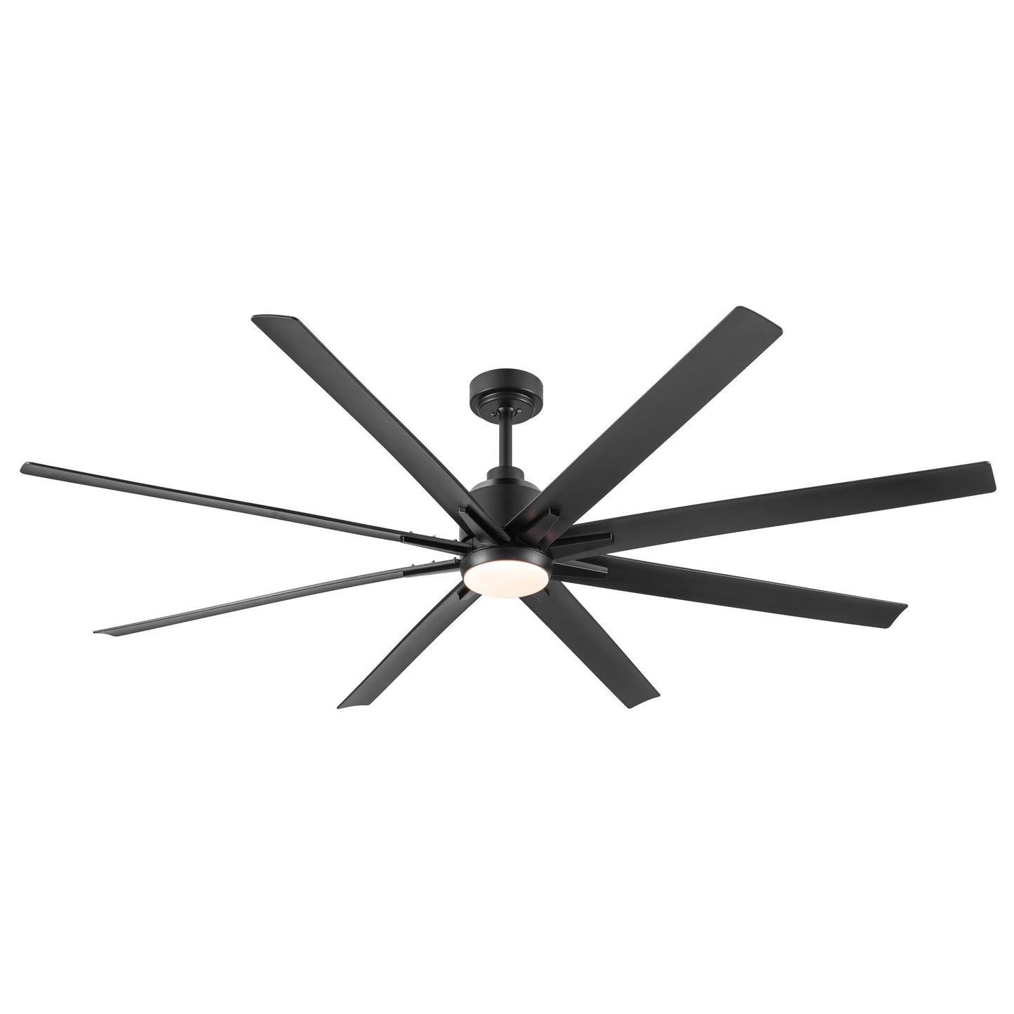 72-Inch Large Ceiling Fan with Integrated LED Light and Black ABS Blades