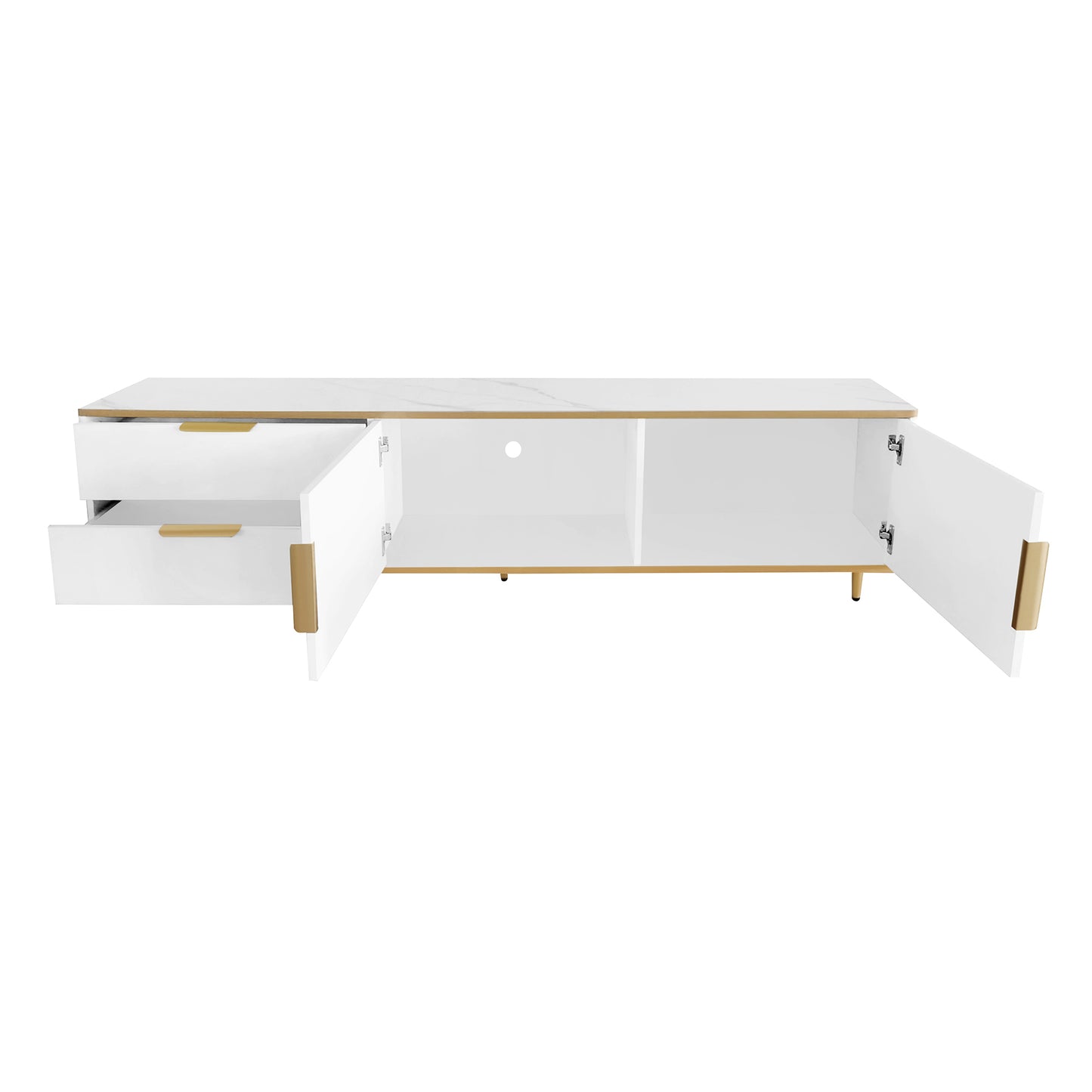 Luxurious Marble-Top TV Stand with Ample Storage