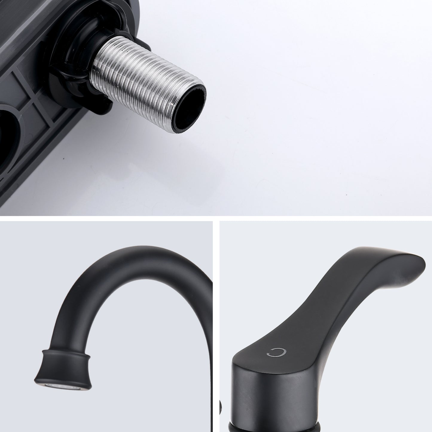 4 inches Matte Black Centerset Bathroom Faucet with 360° Swivel Spout and Pop Up Drain