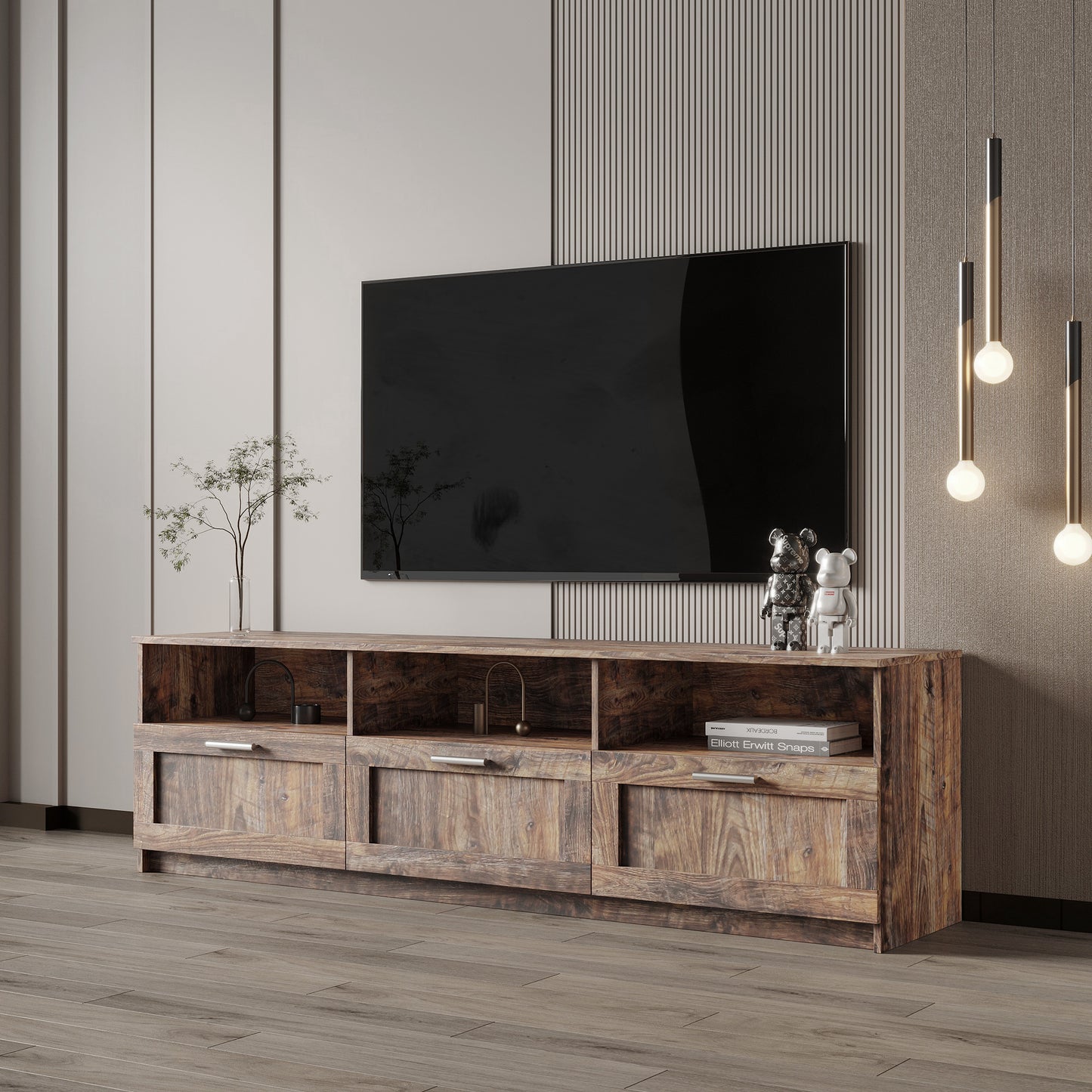 Stylish Media Console with Storage Space for 80 inch TV, Living Room or Bedroom Piece