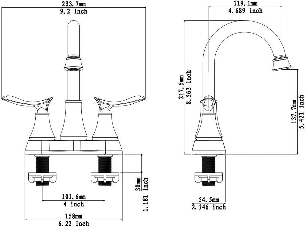 Brushed Nickel 2-Handle Bathroom Faucet with Pop-up Drain and Supply Hoses