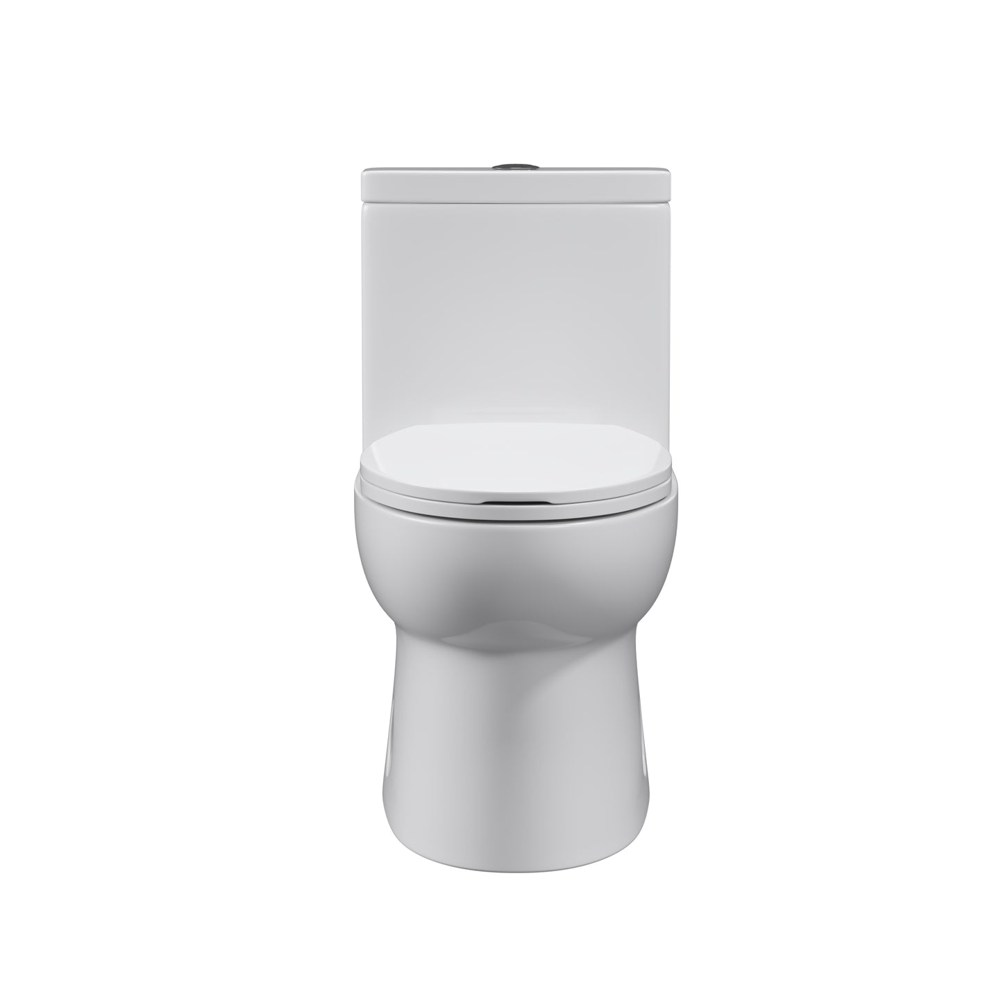 Dual Flush Elongated Standard One Piece Toilet with Comfortable Seat Height, Soft Close Seat Cover, High-Efficiency Supply, and White Finish Toilet Bowl (White Toilet)