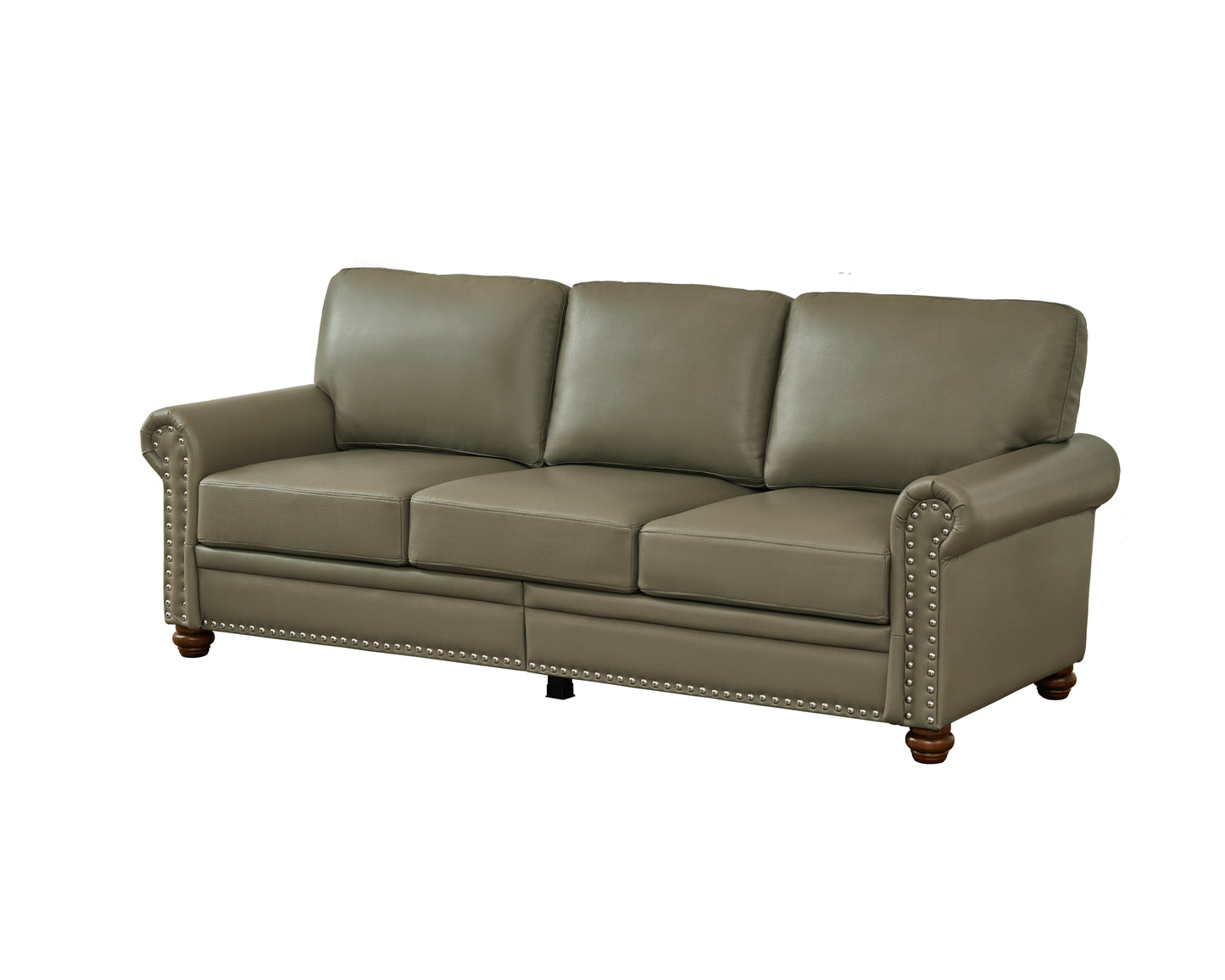 Classic Living Room Nails Sofa Taupe Faux Leather