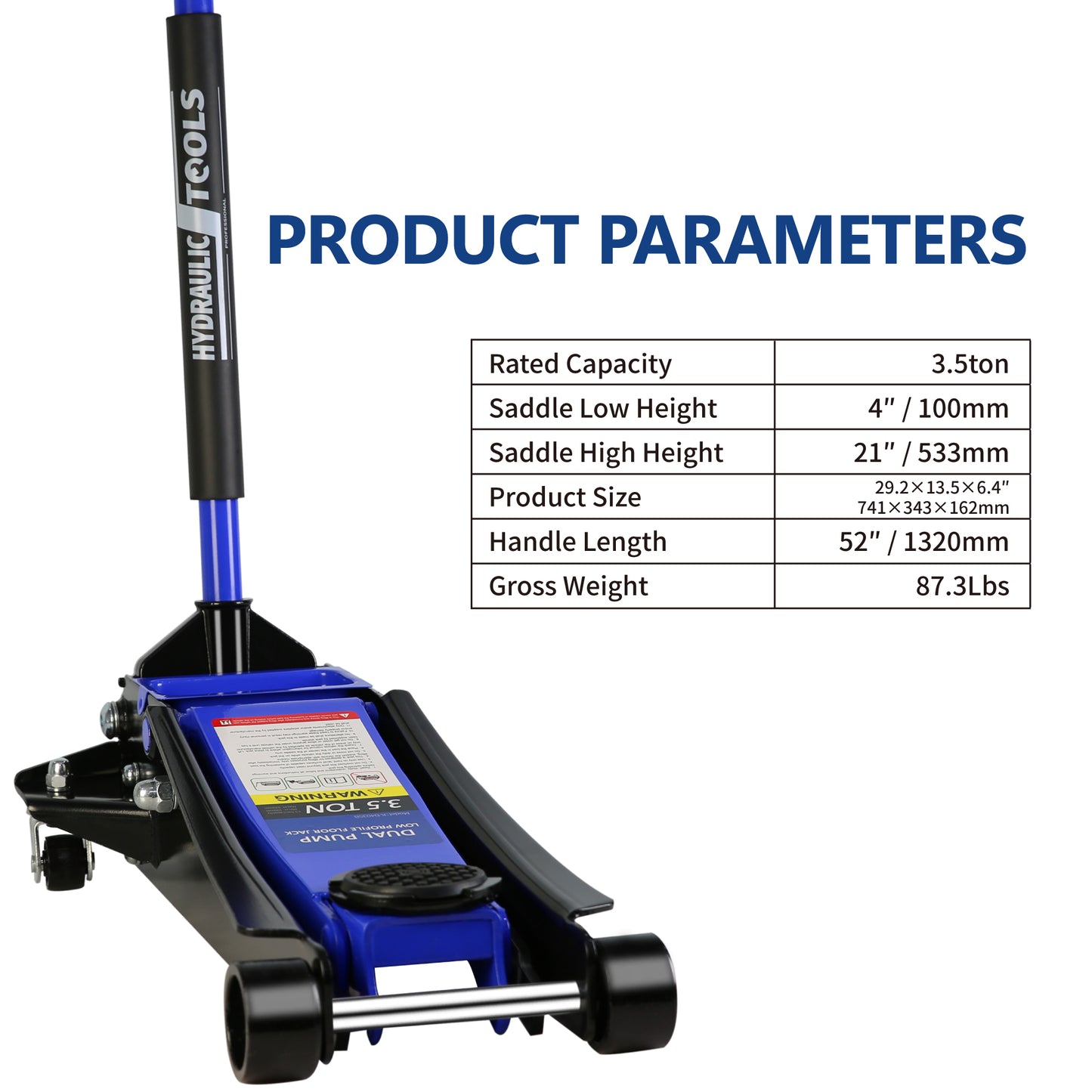 3.5 Ton Low Profile Floor Jack with Dual Piston Quick Lift Pump