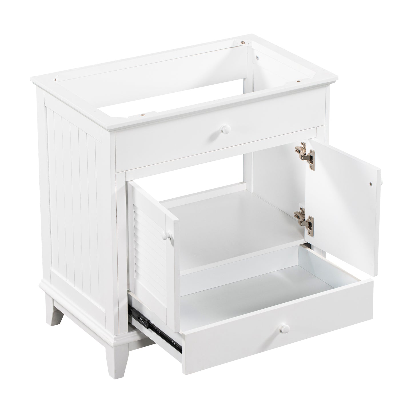 30" Bathroom Vanity Base without Sink, Bathroom Cabinet with Two Doors and One Drawer, White