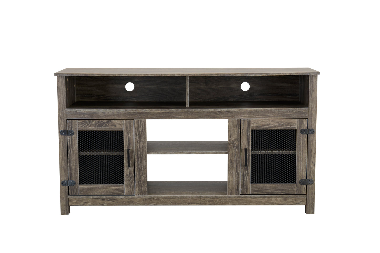 Industrial Style Electric Fireplace TV Stand with Storage Cabinet, Fits up to 65 Flat Screen TV, Grey