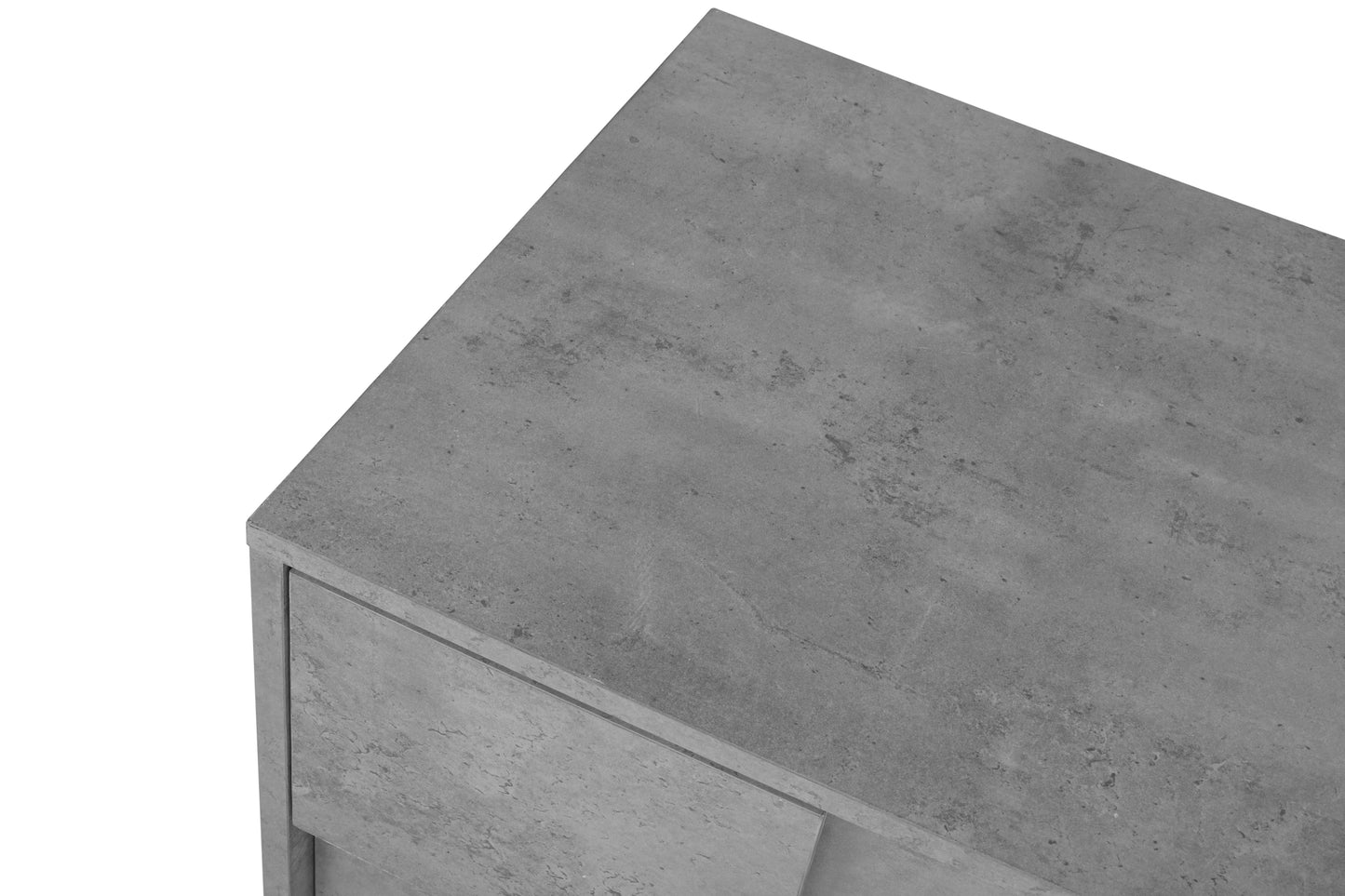 Set of 2, 2 Drawer Nightstand, Geometric Elements, Cement Grey, for Bedroom, Living Room and Study