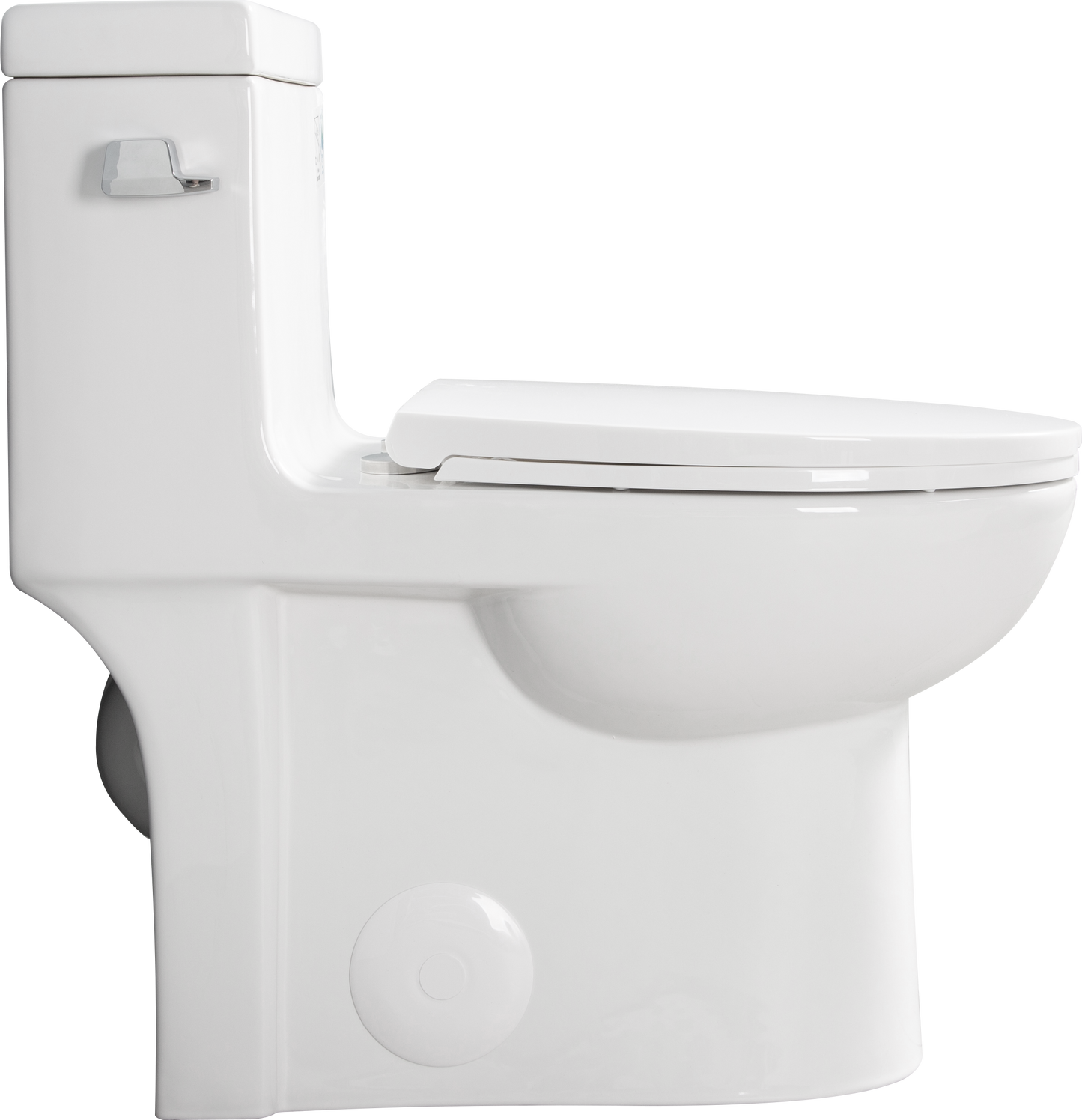 15 1/8 Inch 1.28 GPF 1-Piece Elongated Toilet with Soft-Close Seat - Gloss White  23T03-GW