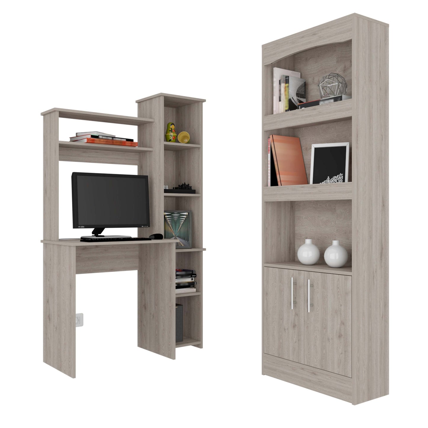 Gray Office Furniture Set with Dozza Bookcase and Aramis Desk