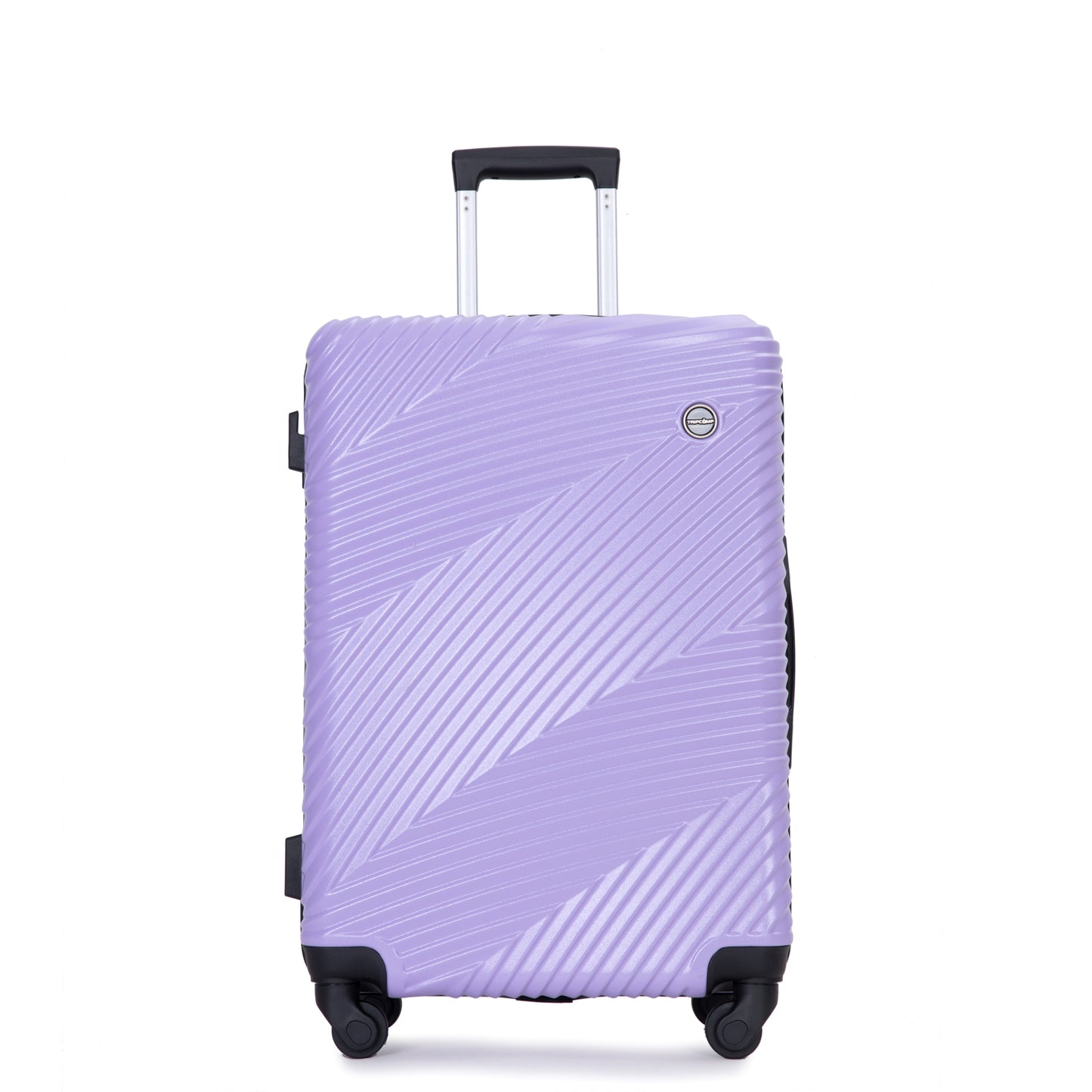 3 Piece Luggage Sets PC+ABS Lightweight Suitcase with Two Hooks, Spinner Wheels, (20/24/28) Light Purple