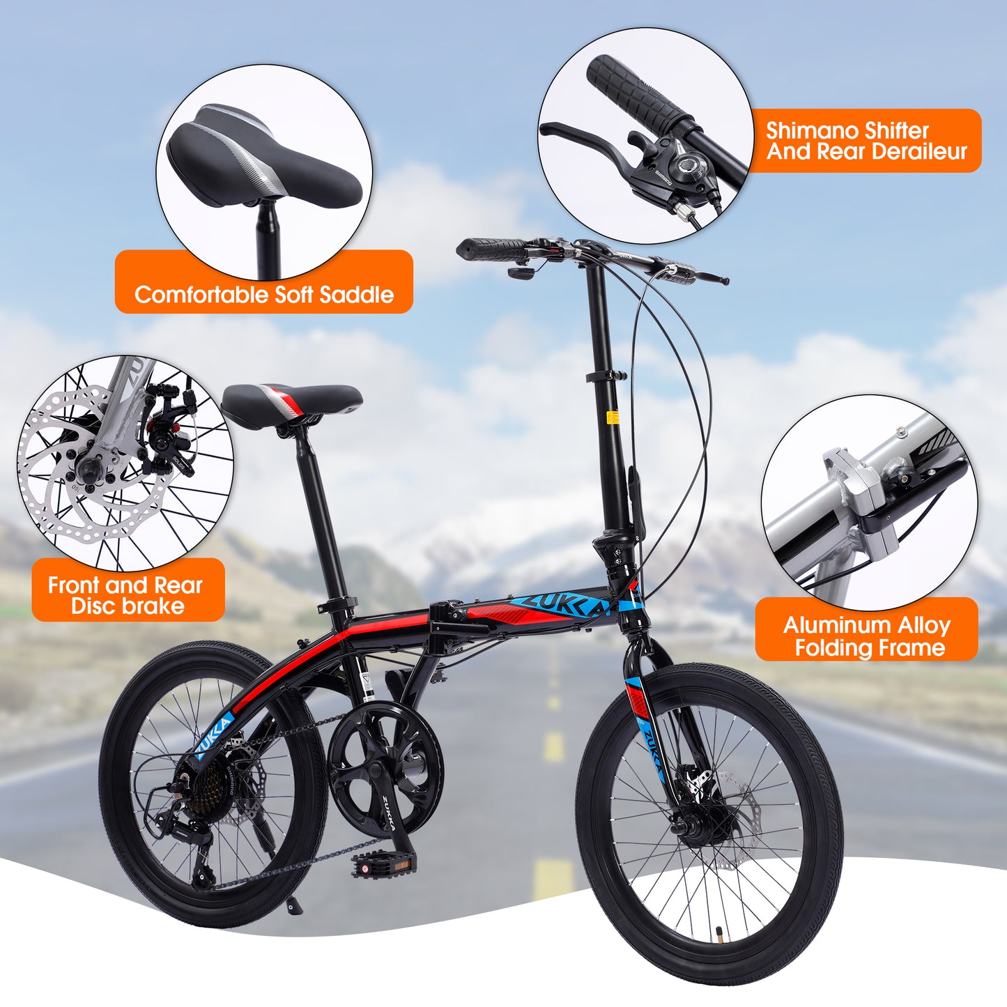 20" Folding City Bike Aluminum Frame  8 Speed  Folding Bike