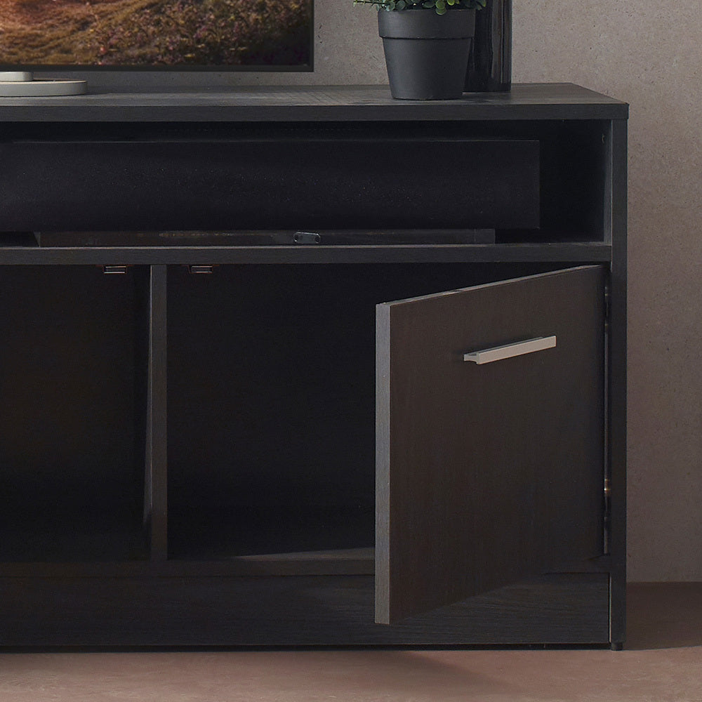 Contemporary Dark Gray TV Stand with Soft-close Doors and Extra Storage Space