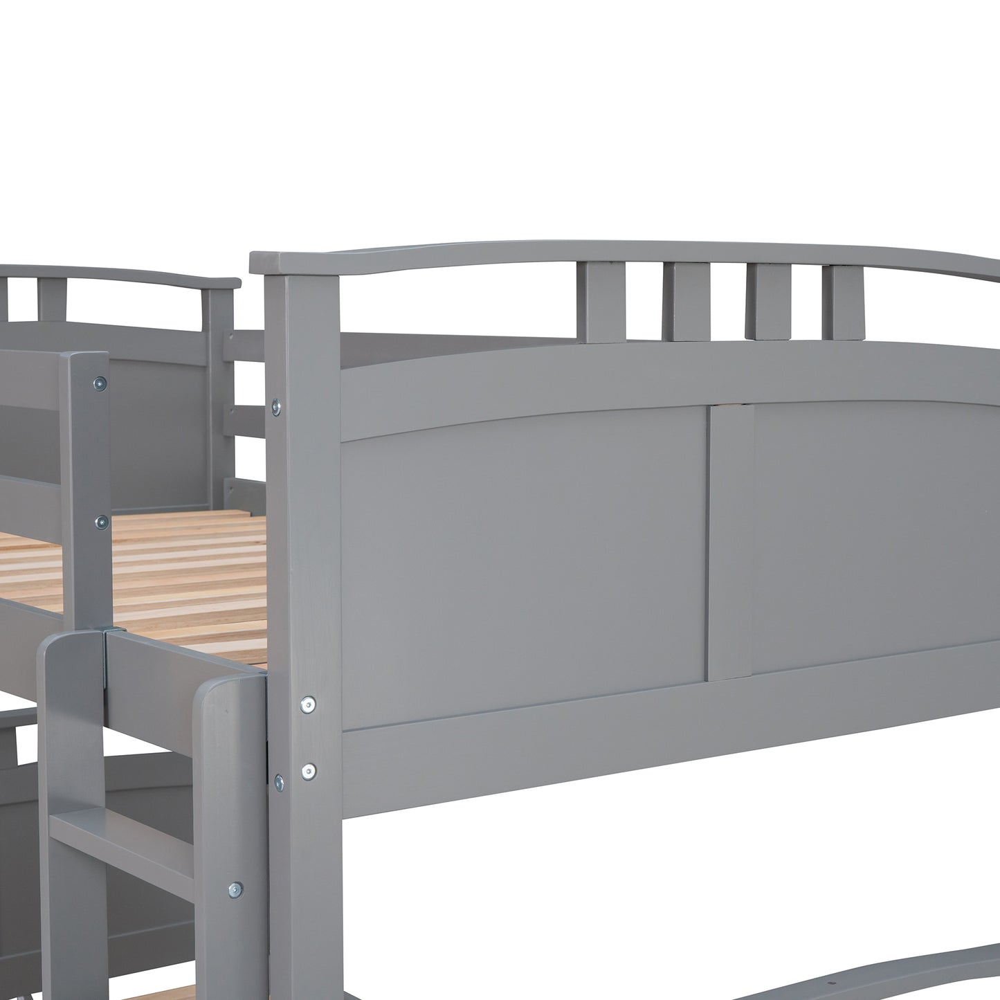 Separable Twin Over Twin Bunk Bed Set with Trundle - Charcoal Gray