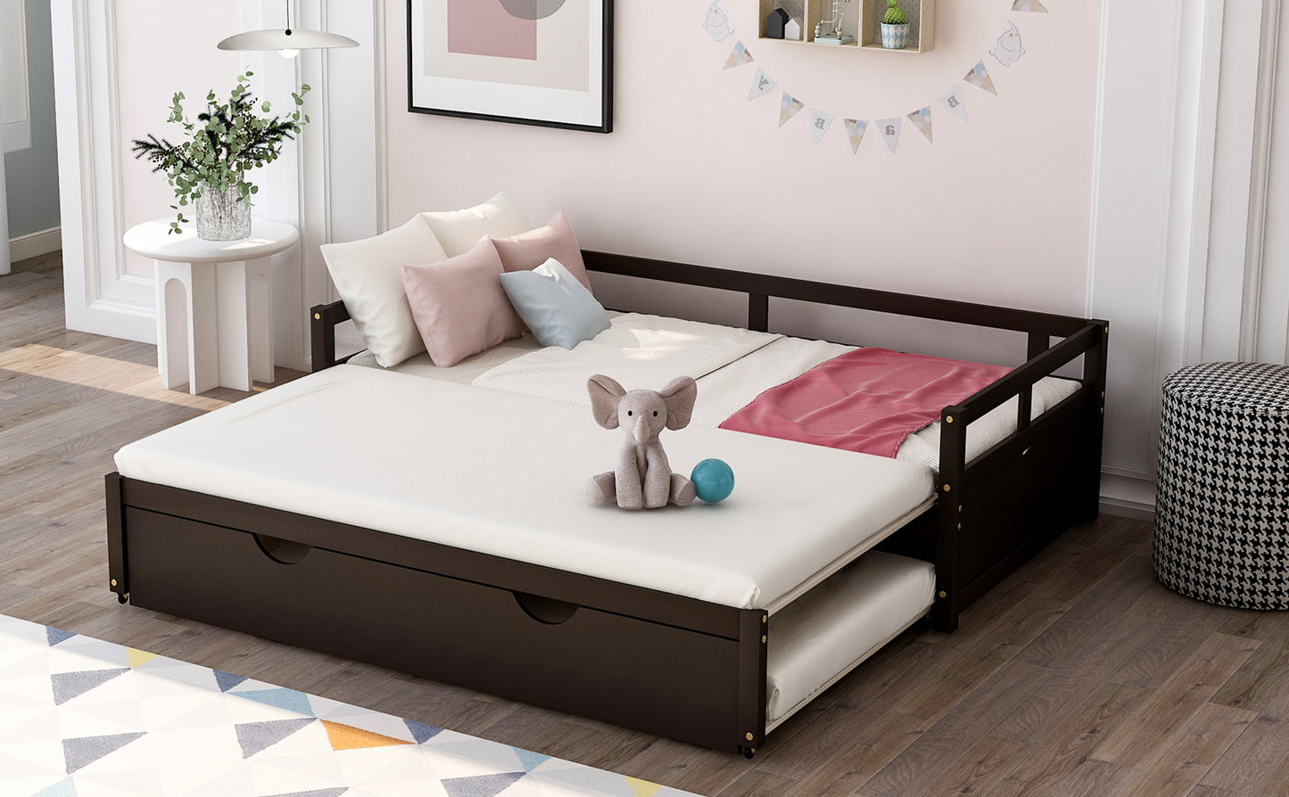 Extending Daybed with Trundle, Wooden Daybed with Trundle, Espresso