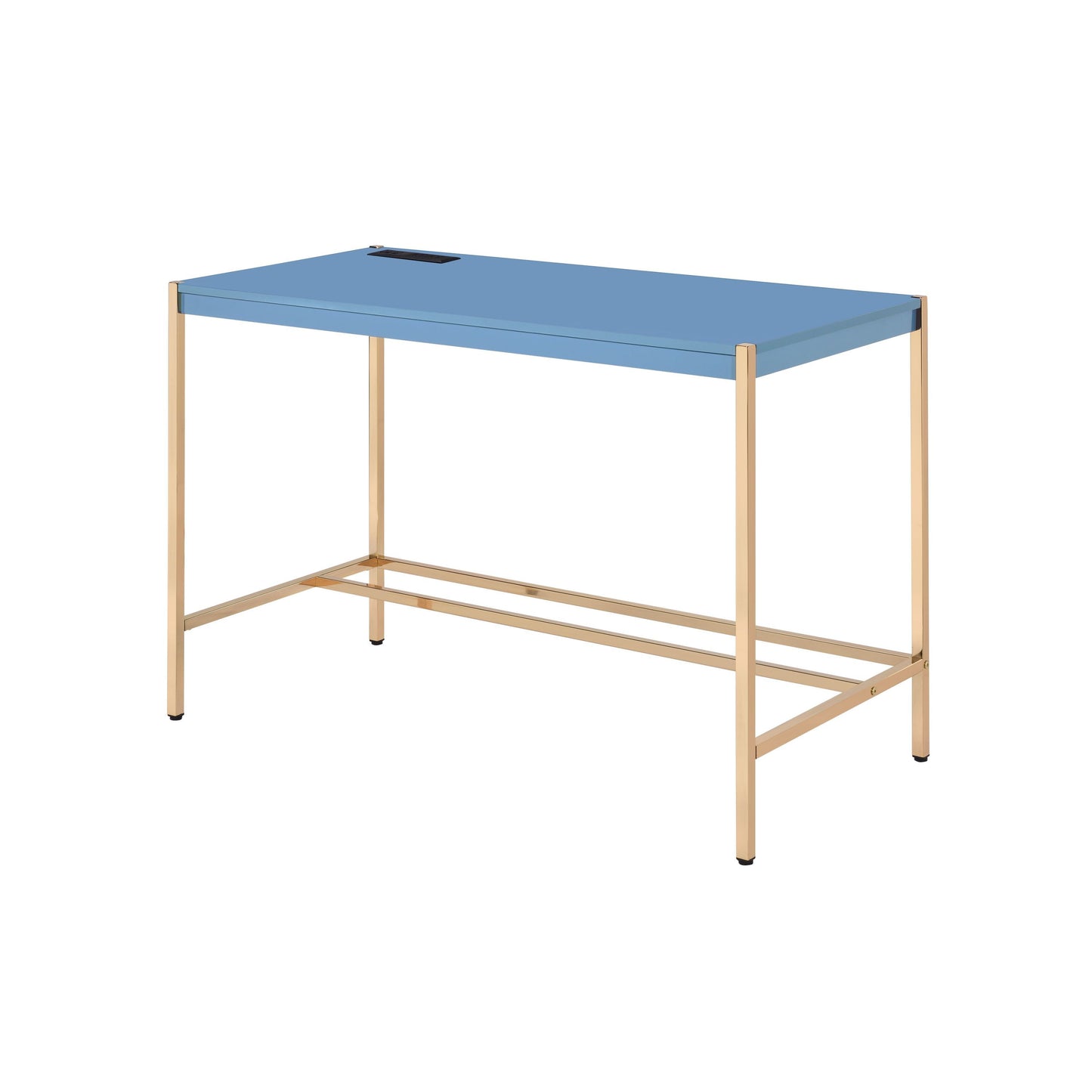 Navy Blue and Gold Writing Desk with USB Port: A Stylish and Functional Workspace Upgrade