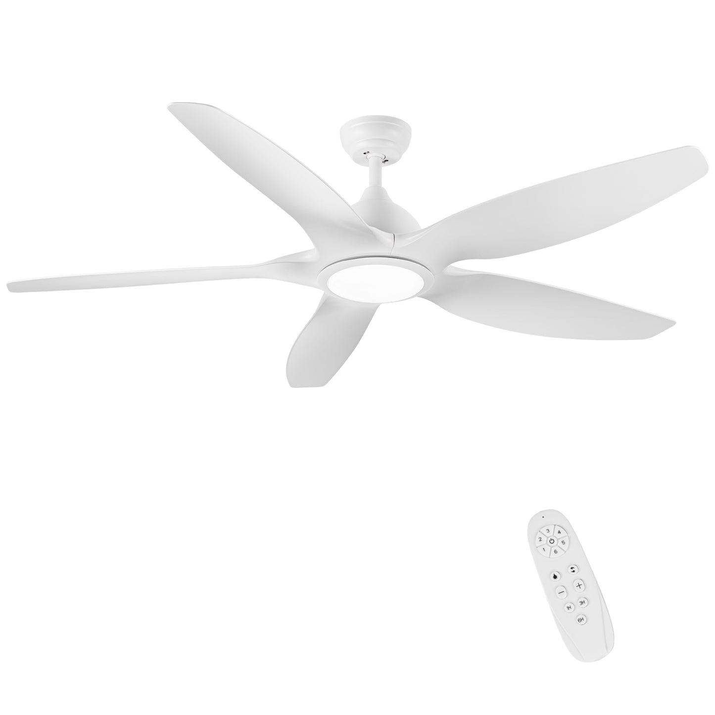Sleek 60-Inch Ceiling Fan with Integrated LED Lighting and White ABS Blade
