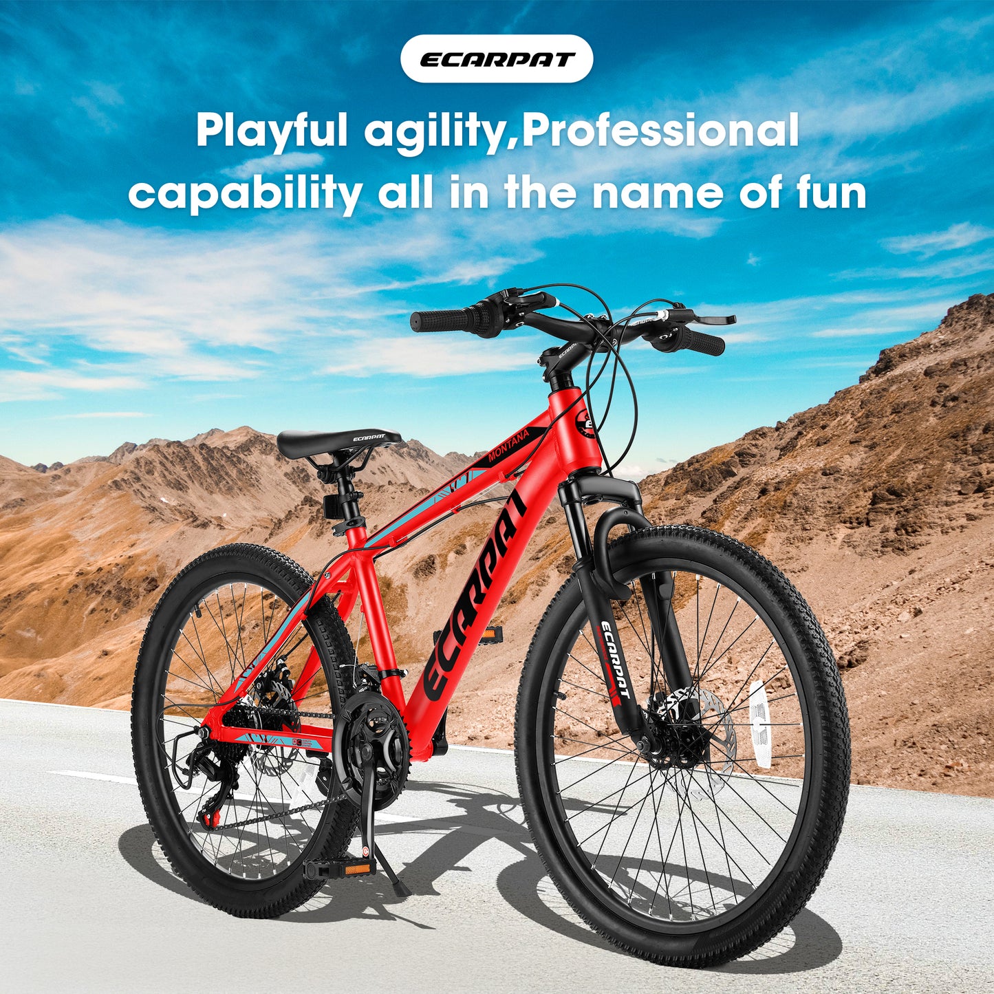 A24299 Rycheer Elecony 24 inch Mountain Bike Bicycle for Adults Aluminium Frame Bike Shimano 21-Speed with Disc Brake