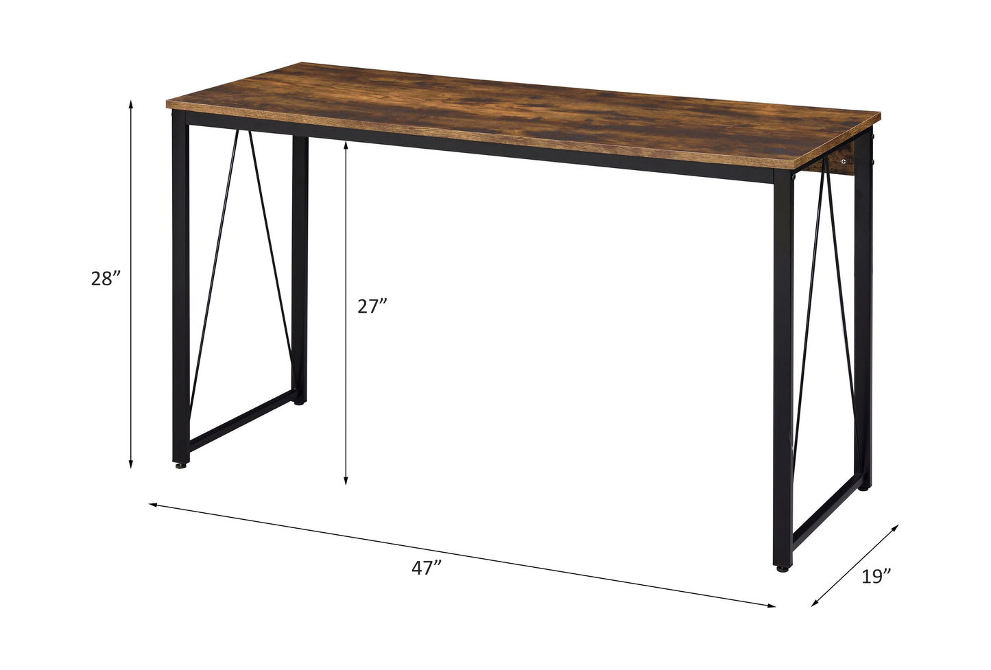 Rustic Industrial Style Writing Desk with Weathered Oak & Black Finish 92605