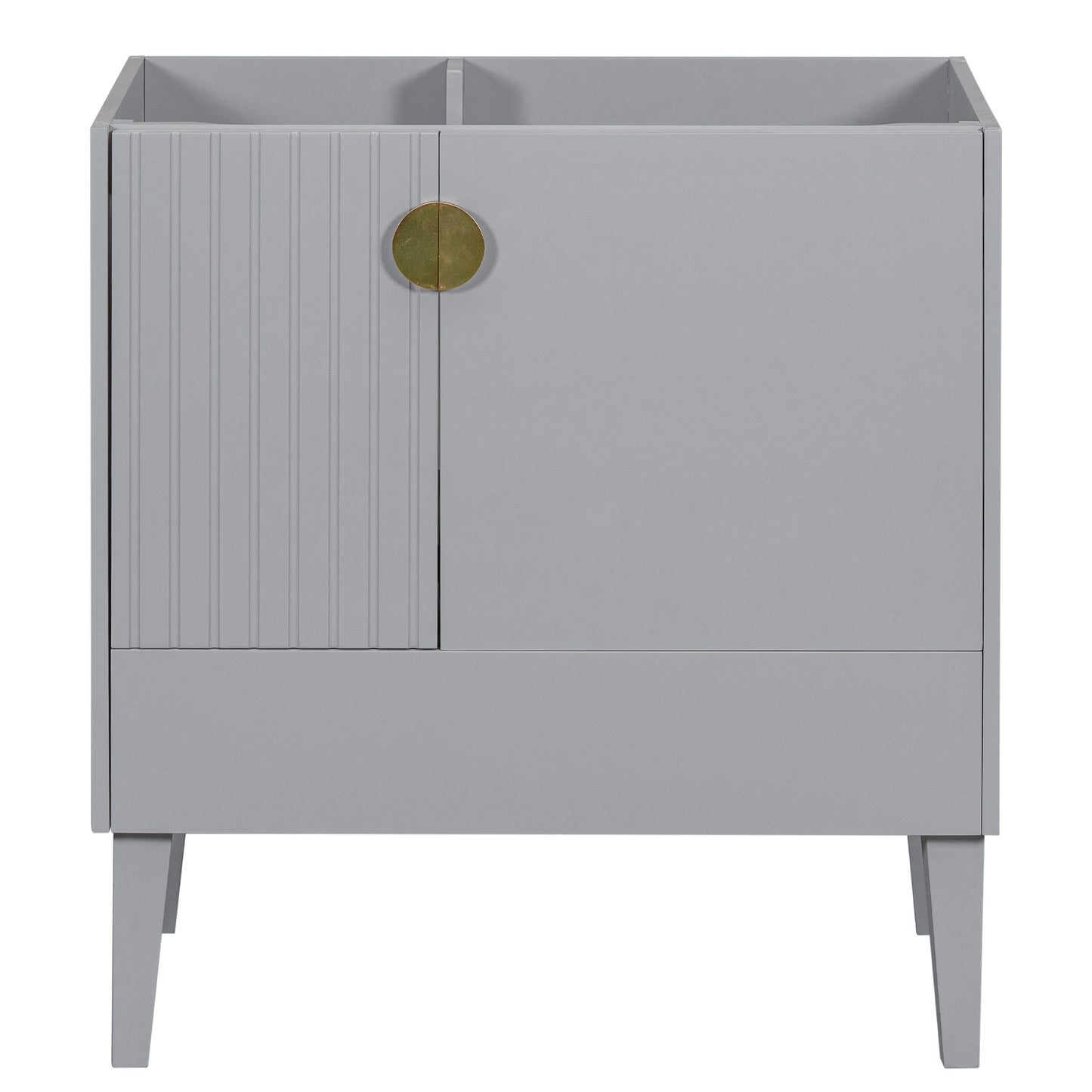 30" Bathroom Vanity without Sink, Base Only, Bathroom Cabinet with Doors and Drawer, Solid Frame and MDF Board, Grey