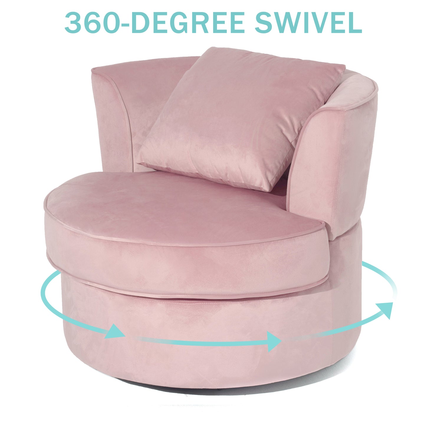 Single Sofa Chair Mid-Century Modern Accent Chair 360°Rotating Sofa Chair for Living Room Bedroom Pink