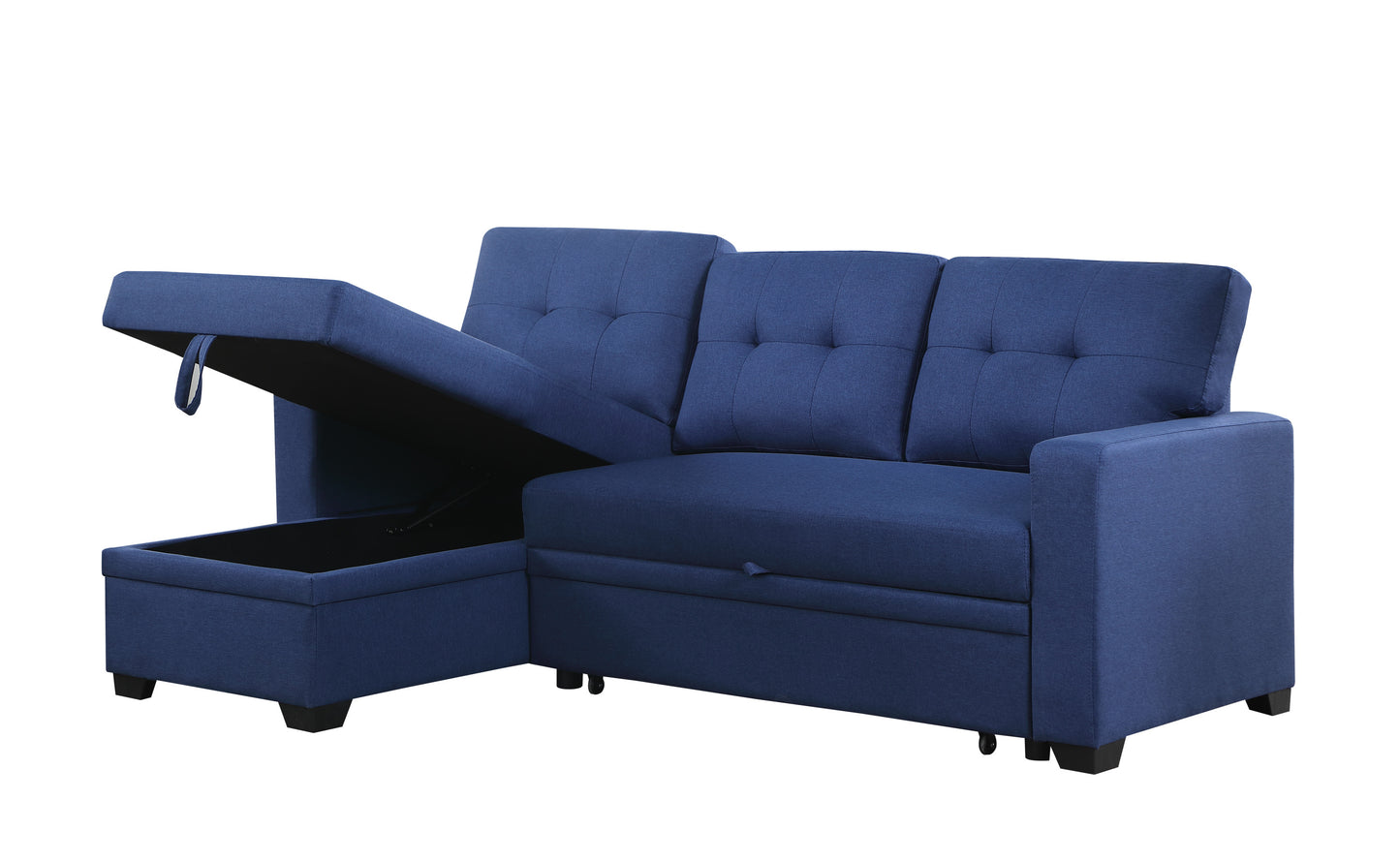 Upholstered Pull out Sectional Sofa with Chaise