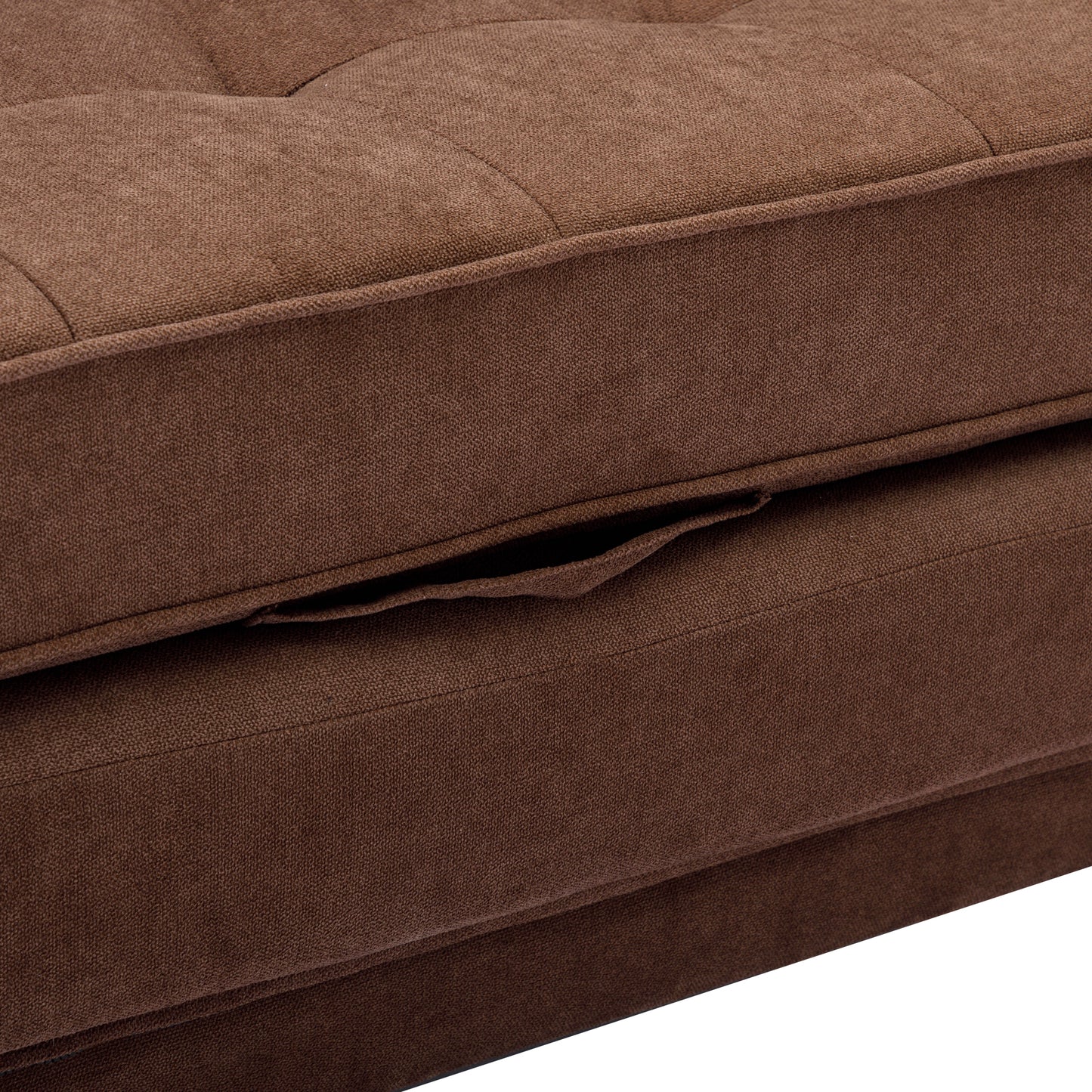 59.4 Pull-Out Loveseat Sofa Bed with Side Pocket, Brown Chenille Upholstered Couch