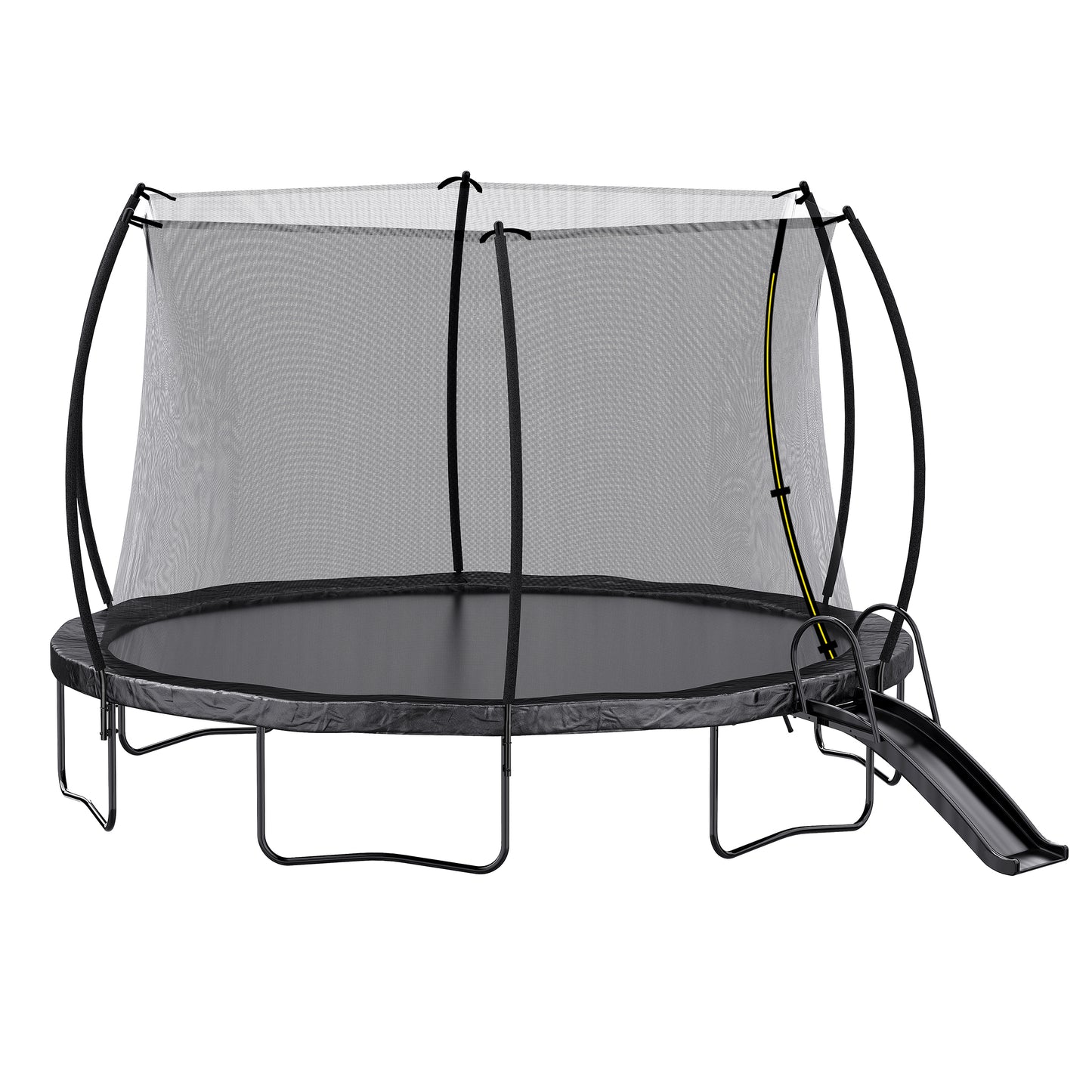 12FT Trampoline with Slide , Outdoor Pumpkin Trampoline for Kids and Adults with Enclosure Net and Ladder