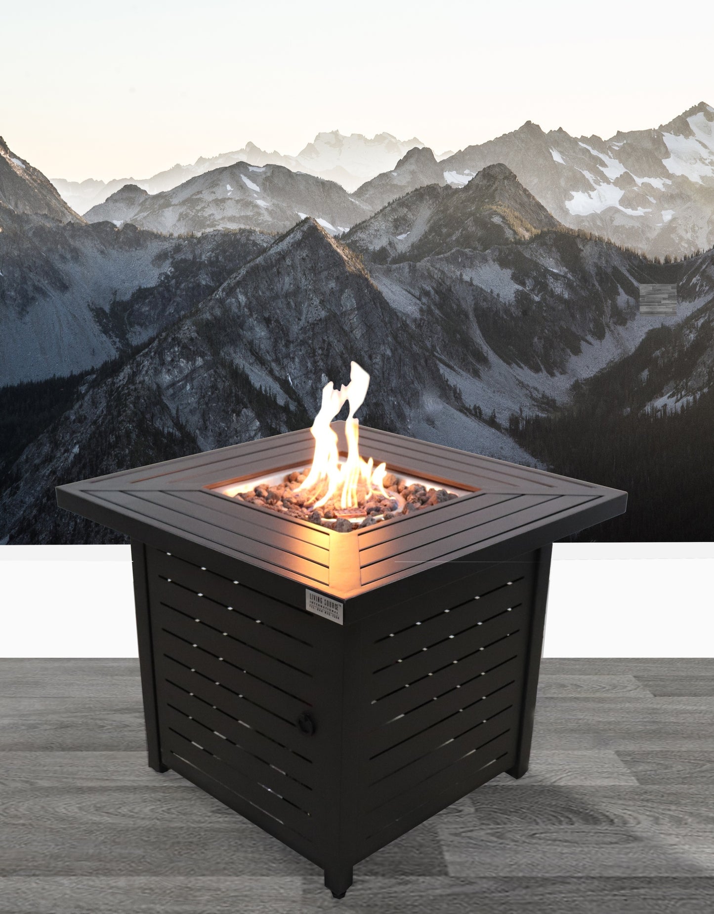 Steel Outdoor Fire Pit Table with Adjustable Flame - 30 x 30