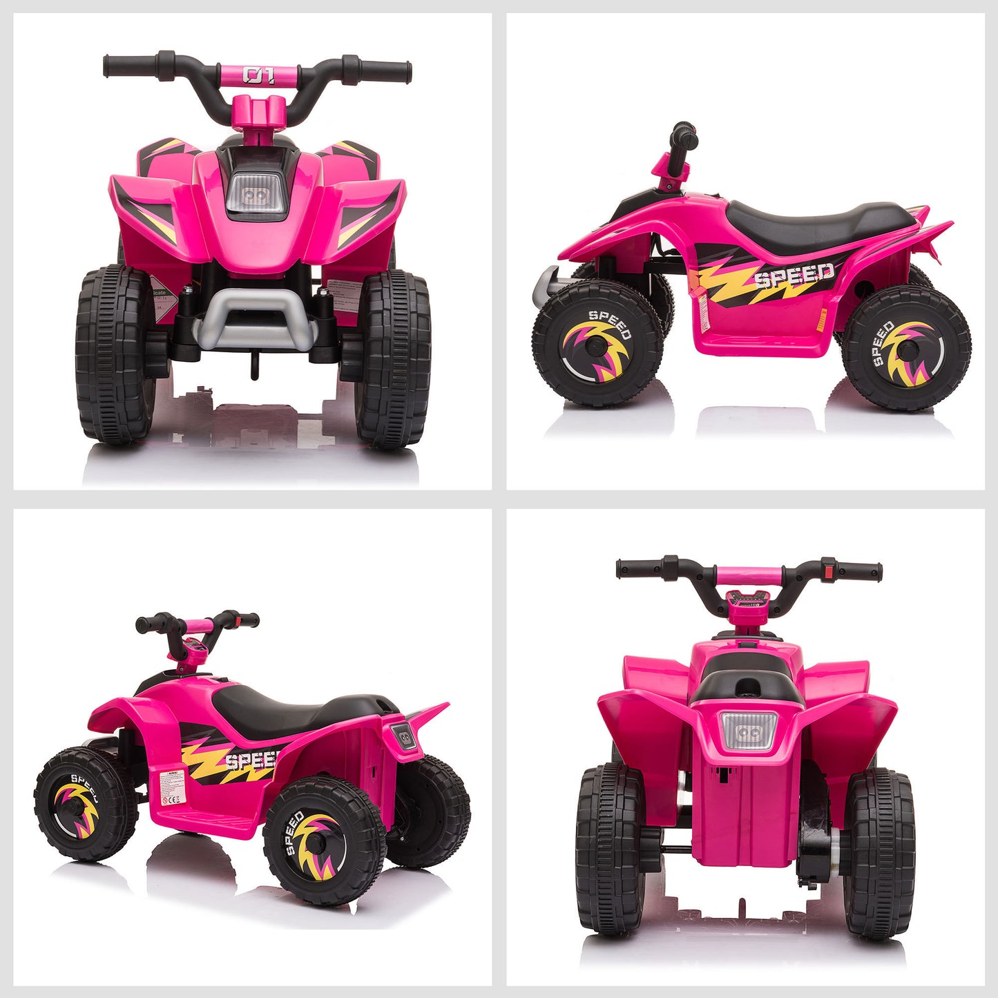 6V Kids ATV 4-Wheeler Ride on Car, Electric Motorized Quad Battery Powered Vehicle with Forward/Reverse Switch for 18-36 Months Old Toddlers, Pink