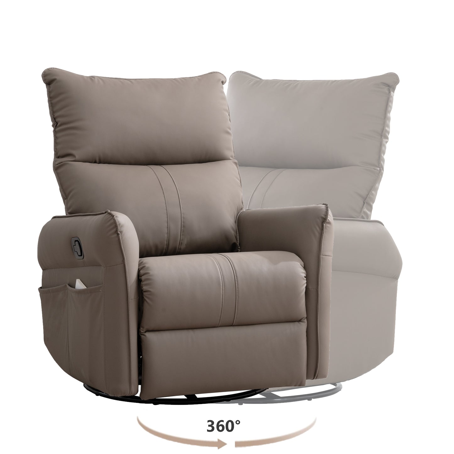 Brown PU Swivel Recliner Chair with Rocking Function