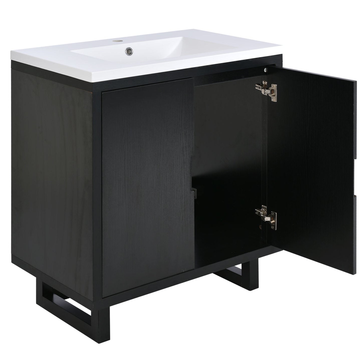 [Cabinet Only] 30" Bathroom vanity, black(Sink not included)