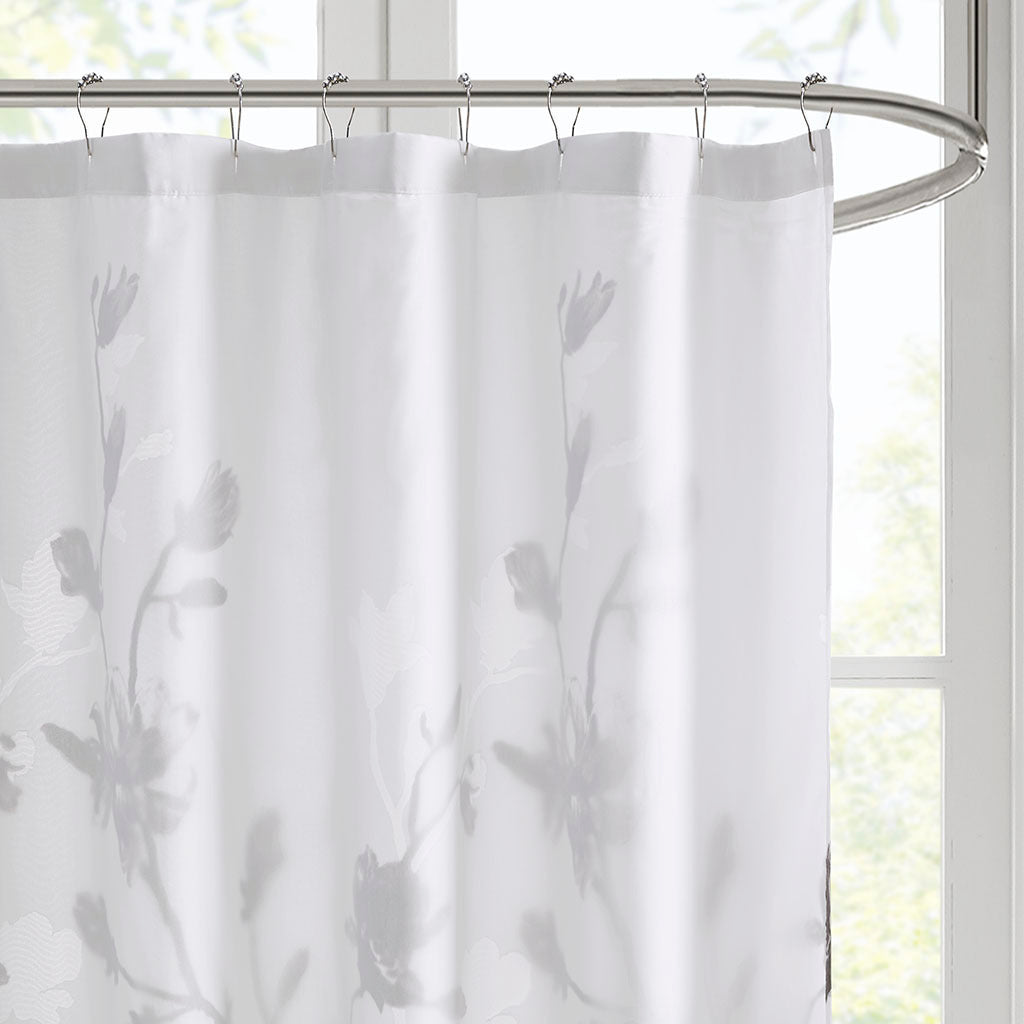 Shower Curtain Set: Elegant Floral Design with Microfiber Liner