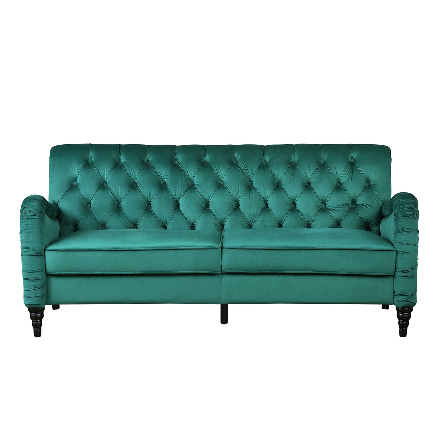 Modern Dark Green Velvet Chesterfield 3-Seater Sofa