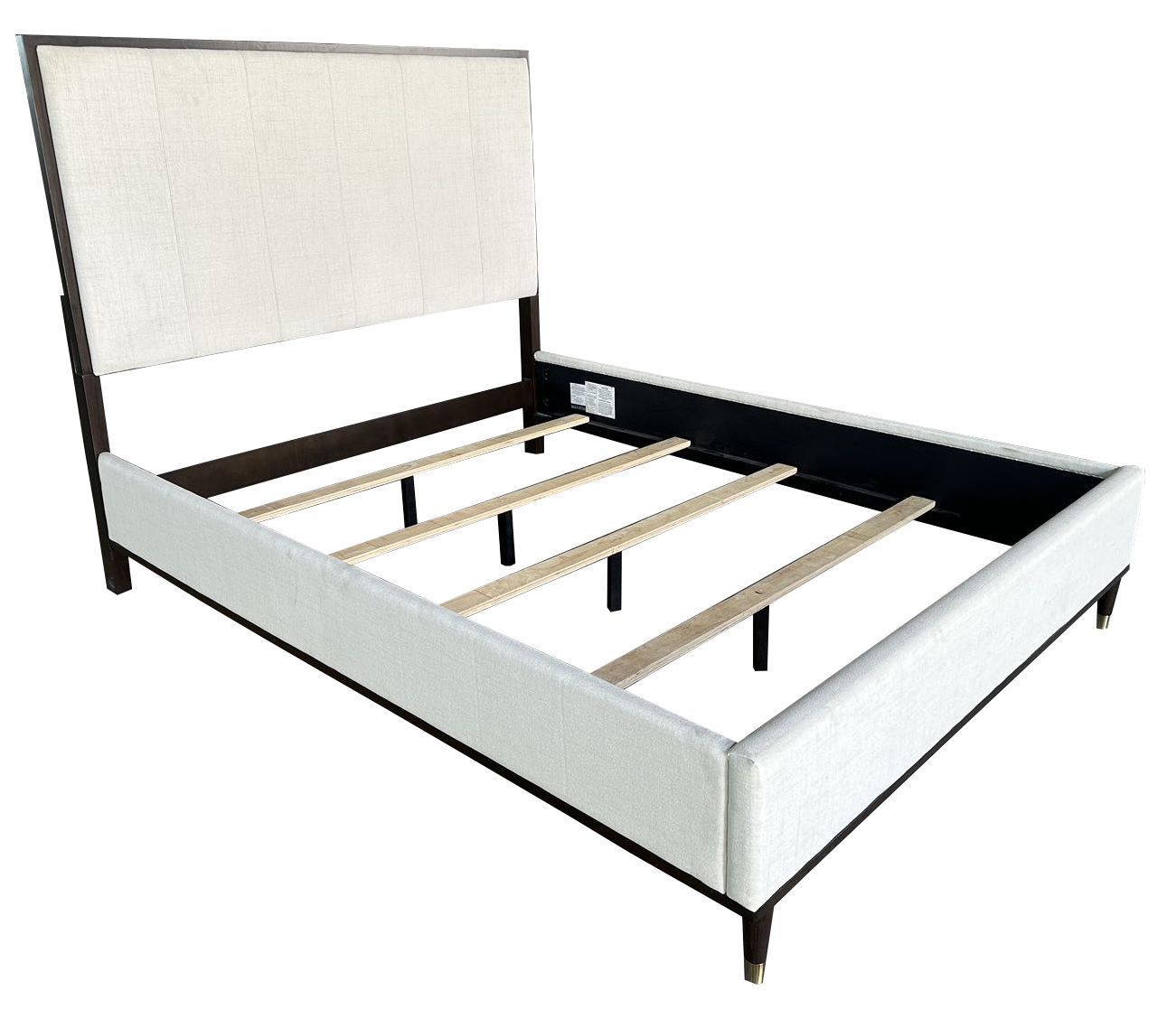 Carena Queen Bed, Light Gray Fabric, White & Brown Finish BD02027Q