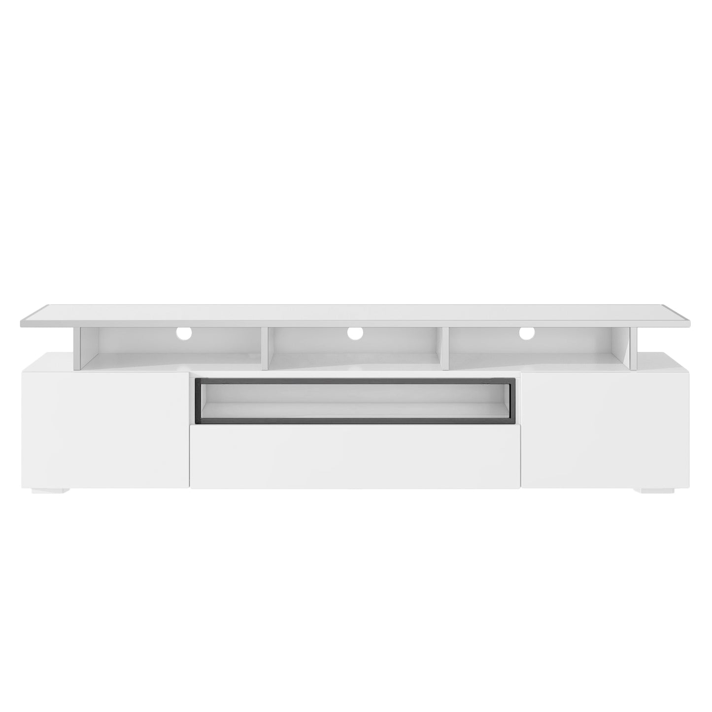 White Modern TV Stand with LED Color Changing Lights and Acrylic Board for TVs Up to 80