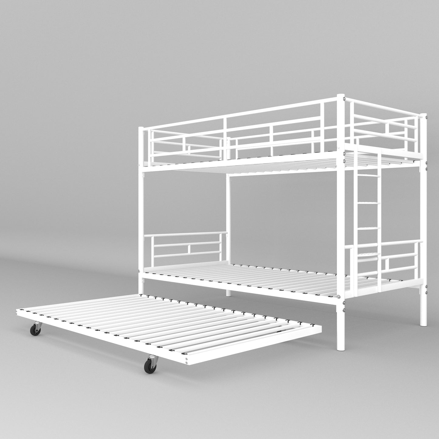 Bunk Bed with Trundle Twin over Twin in White - Sturdy, CPC Certified, Easy Assembly