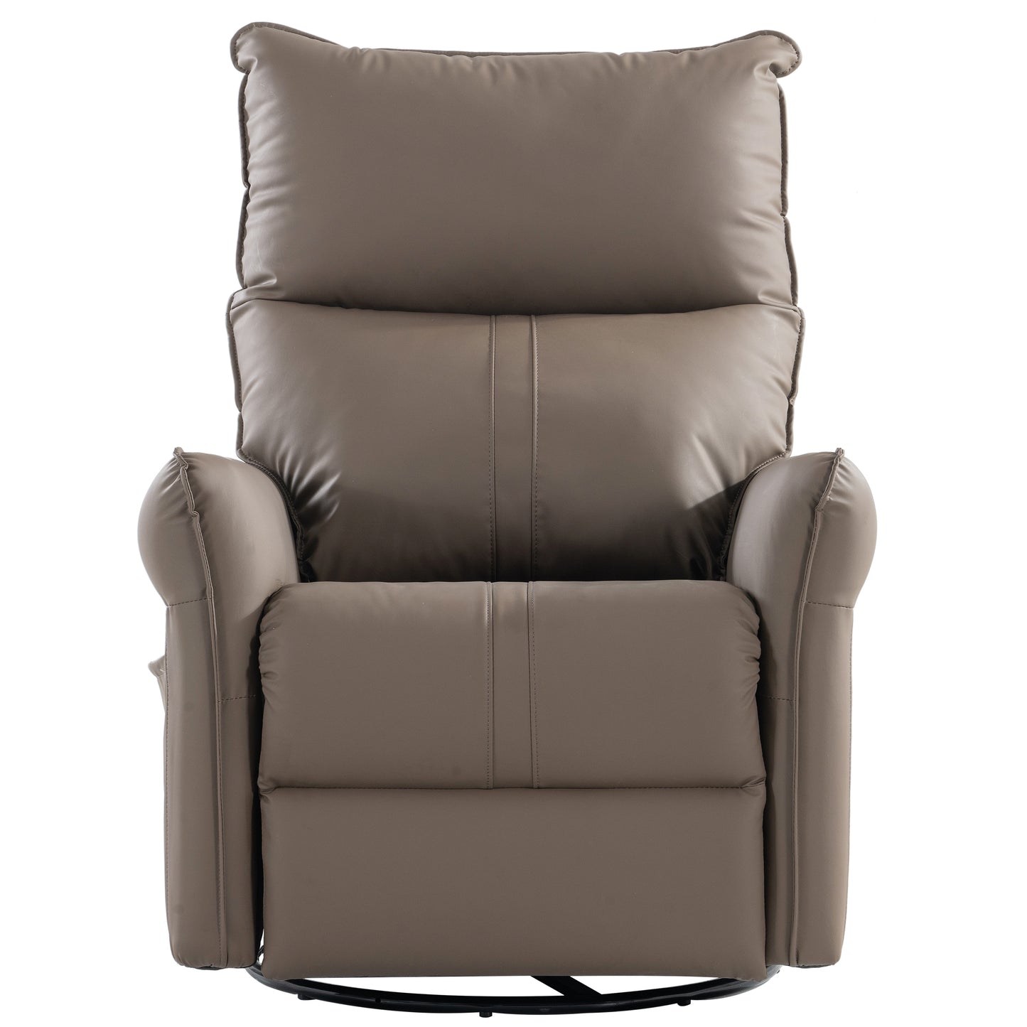 Brown PU Swivel Recliner Chair with Rocking Function